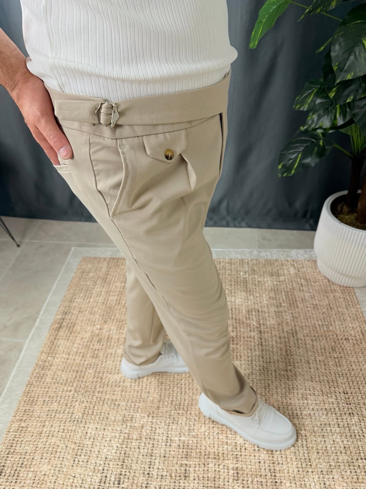 BELİ KEMERLİ DUBLE PAÇA PANTOLON