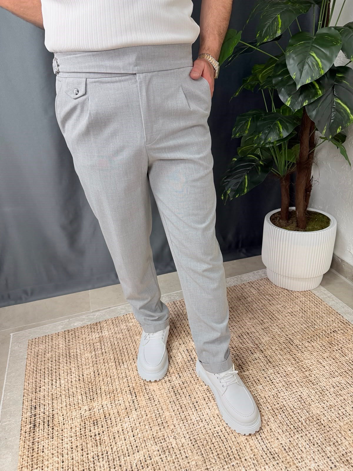BELİ KEMERLİ DUBLE PAÇA PANTOLON