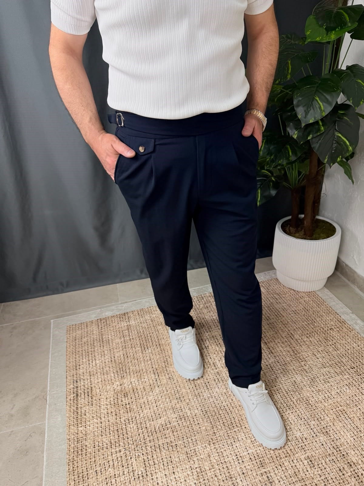 BELİ KEMERLİ DUBLE PAÇA PANTOLON