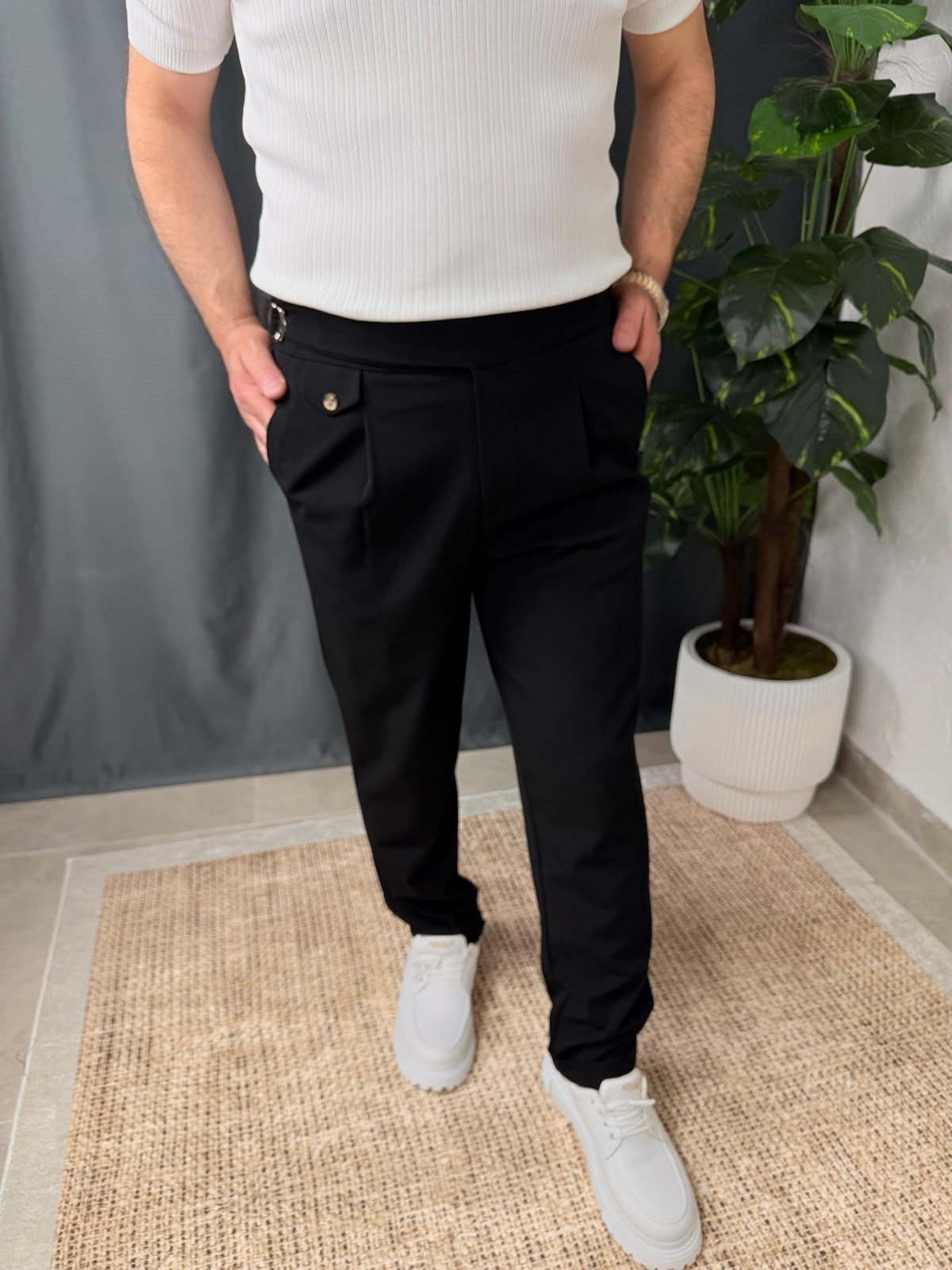 BELİ KEMERLİ DUBLE PAÇA PANTOLON