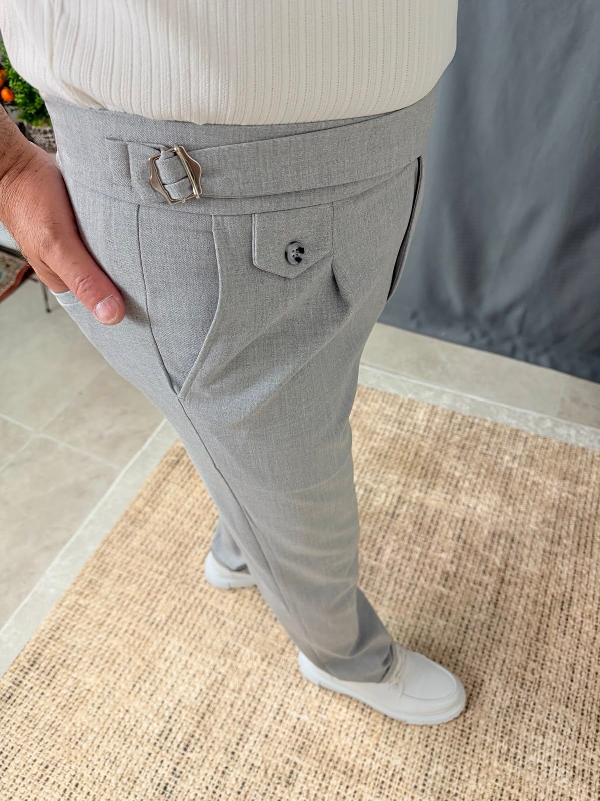 BELİ KEMERLİ DUBLE PAÇA PANTOLON