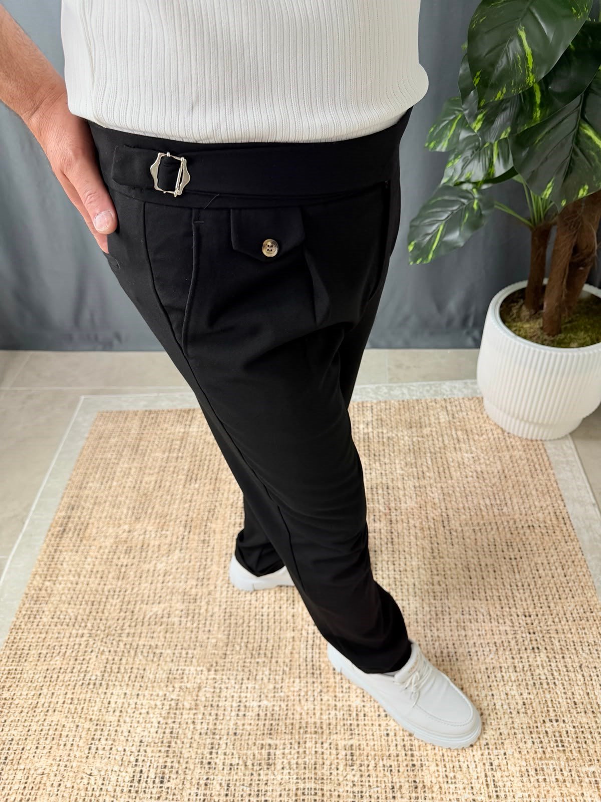 BELİ KEMERLİ DUBLE PAÇA PANTOLON