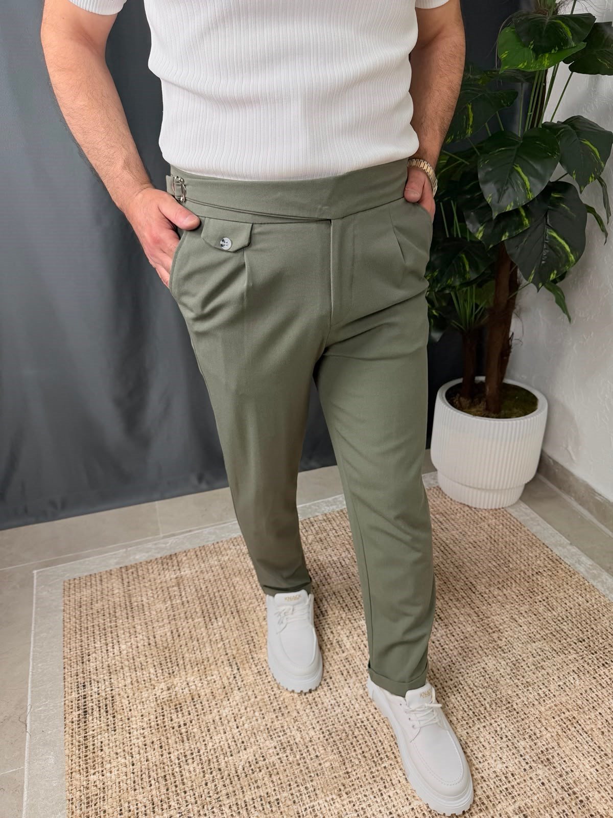BELİ KEMERLİ DUBLE PAÇA PANTOLON