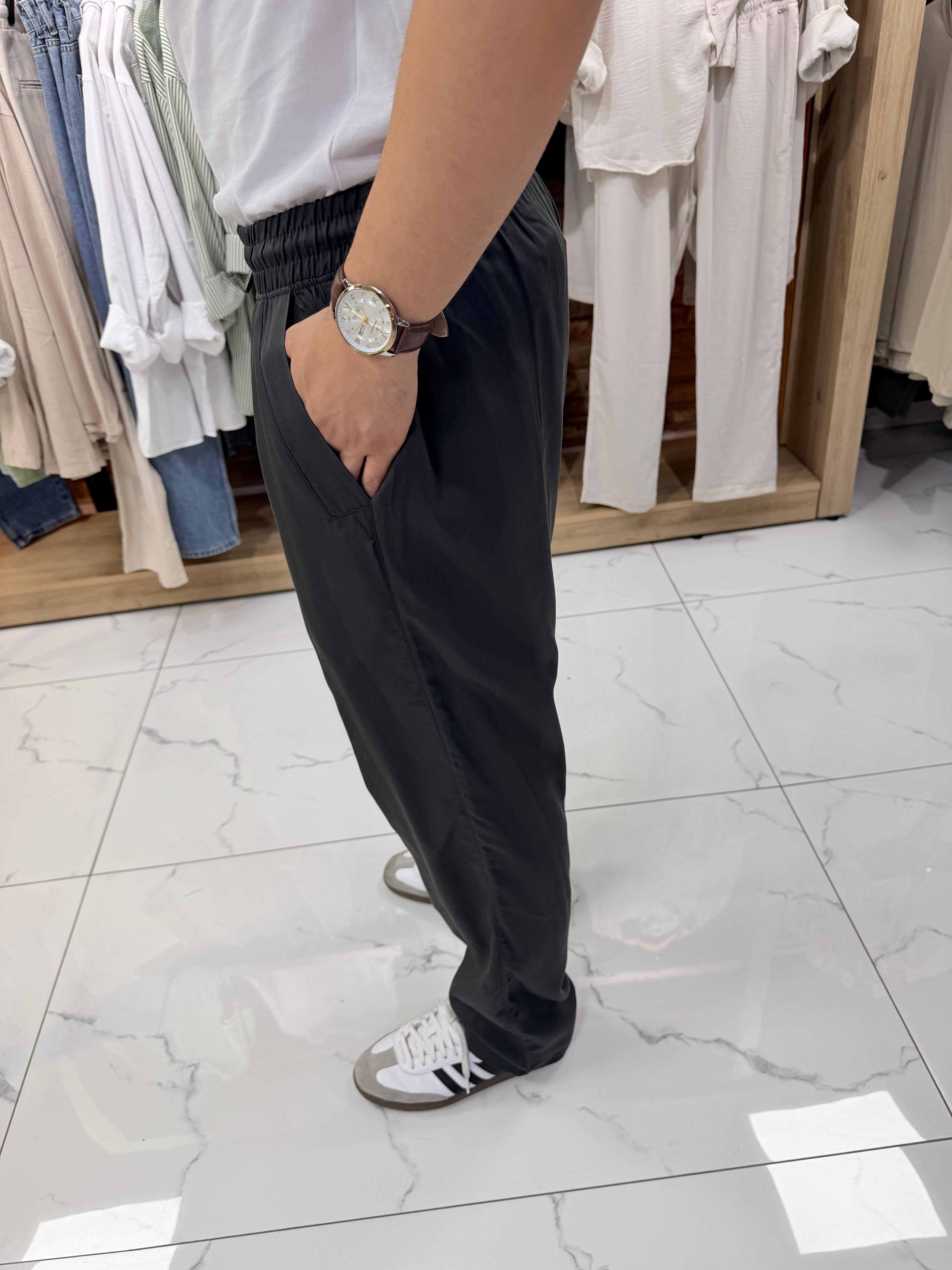 BELİ LASTİKLİ KUMAŞ BAGGY PANTOLON