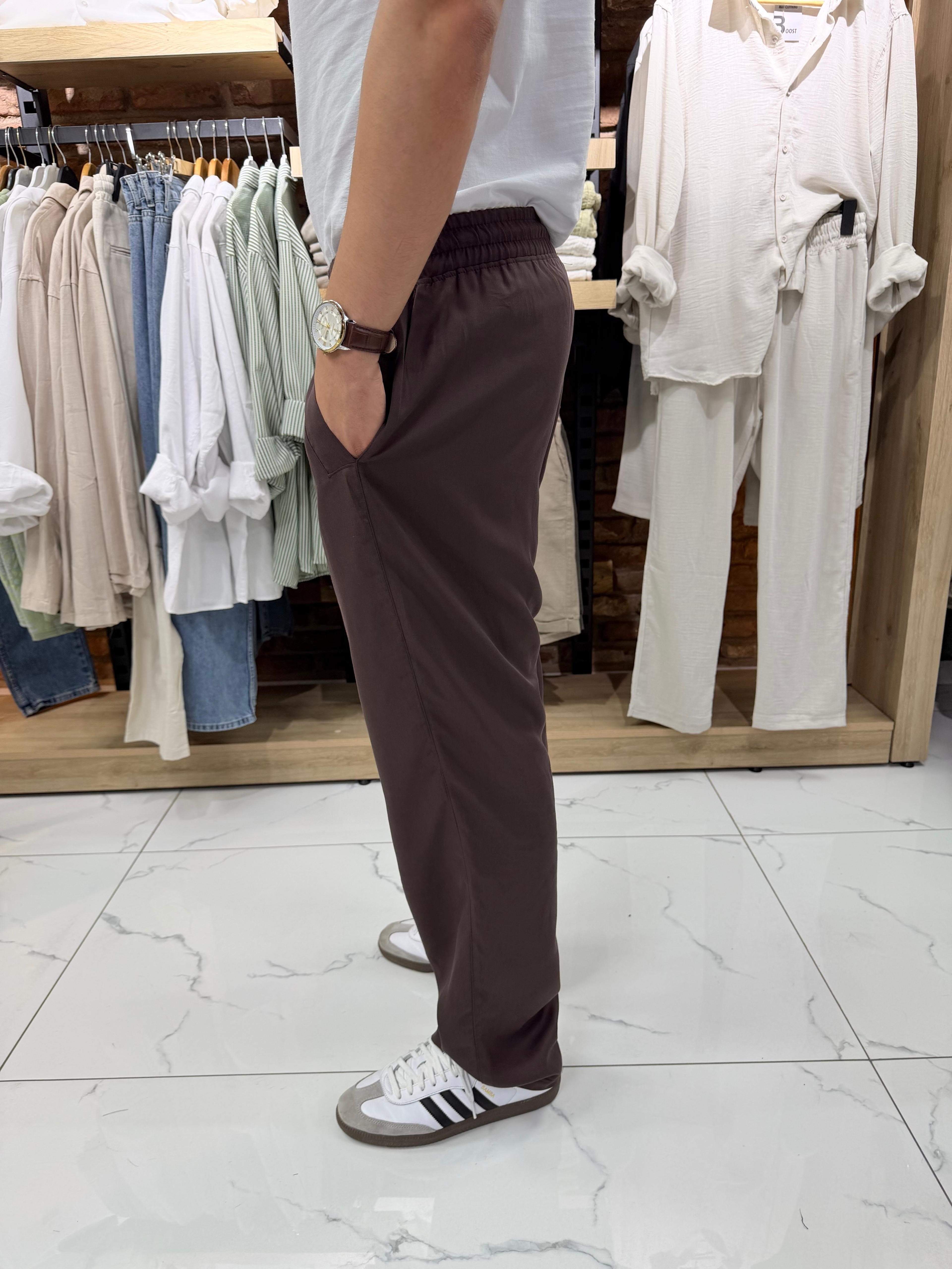 BELİ LASTİKLİ KUMAŞ BAGGY PANTOLON