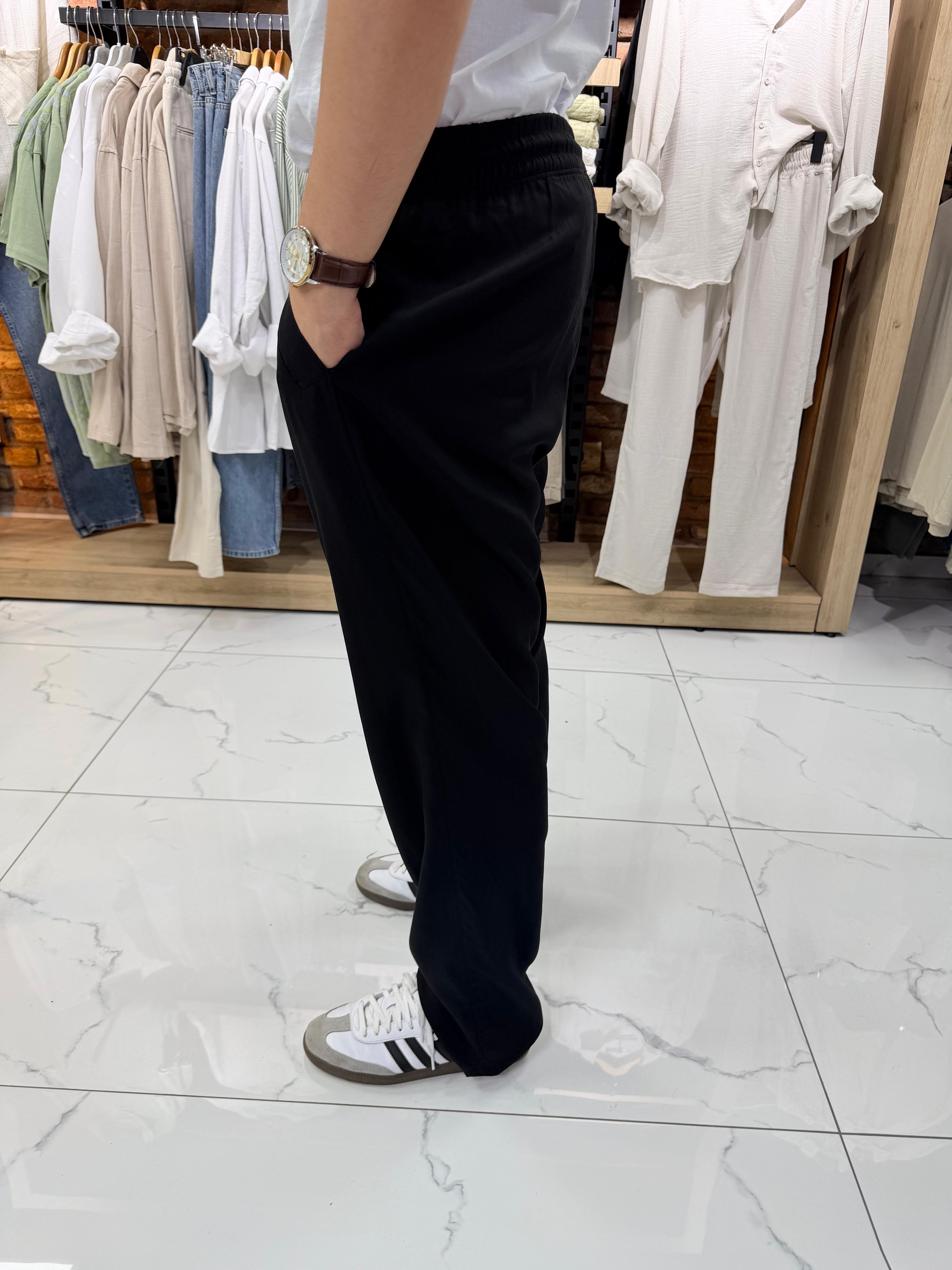 BELİ LASTİKLİ KUMAŞ BAGGY PANTOLON
