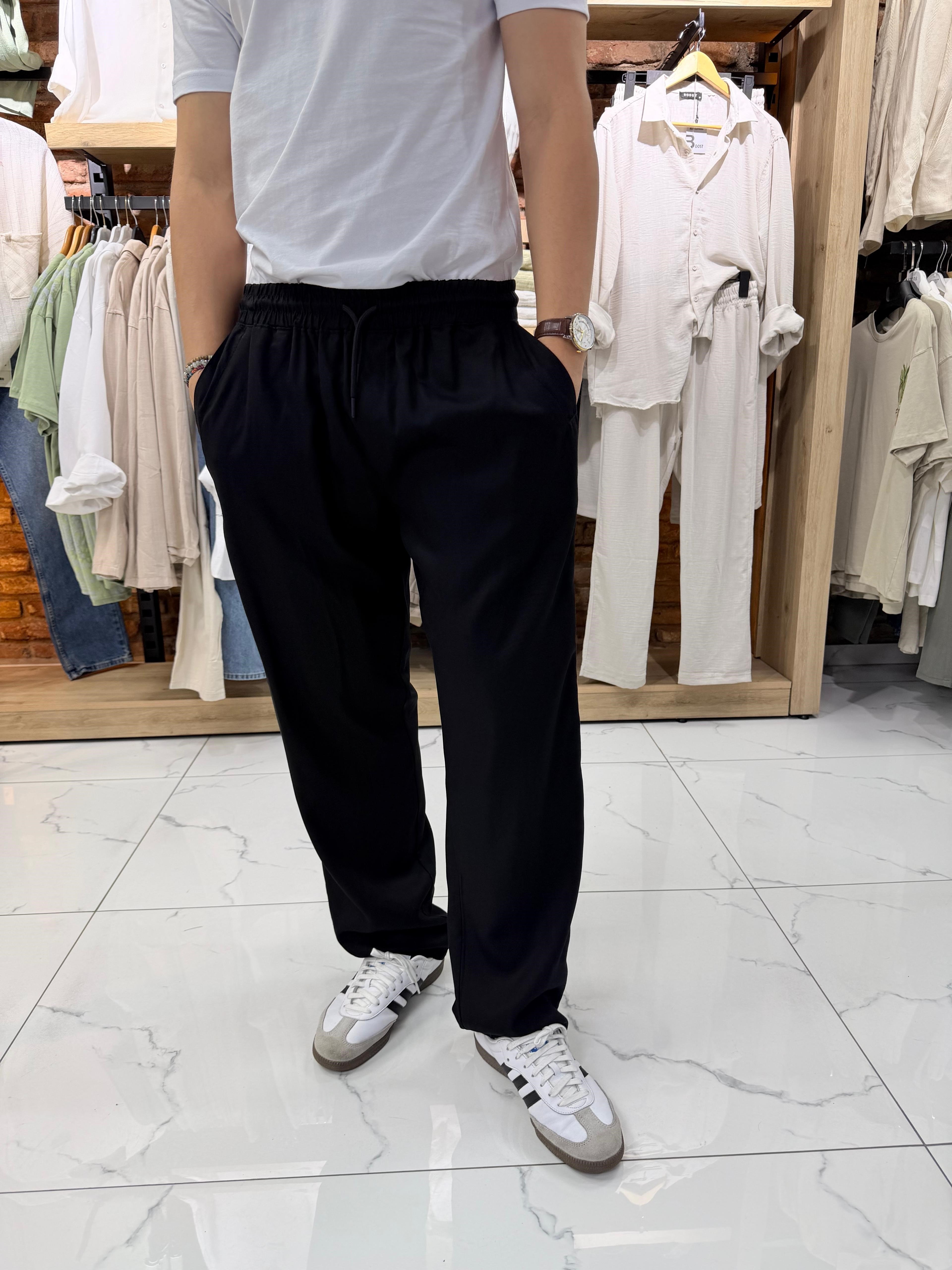 BELİ LASTİKLİ KUMAŞ BAGGY PANTOLON
