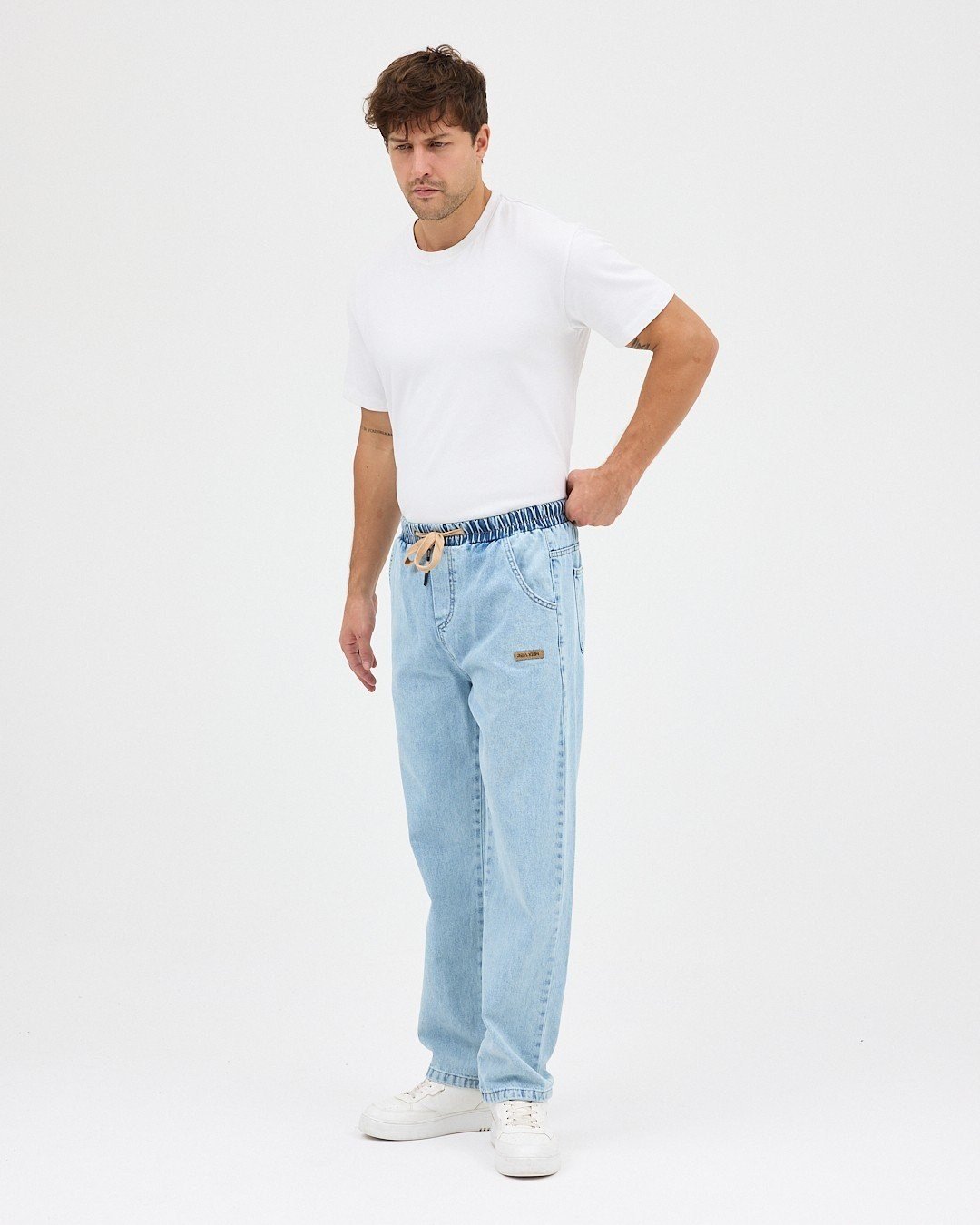 BUZ MAVİSİ ERKEK RAHAT KESİM BAGGY JEAN PANTOLON