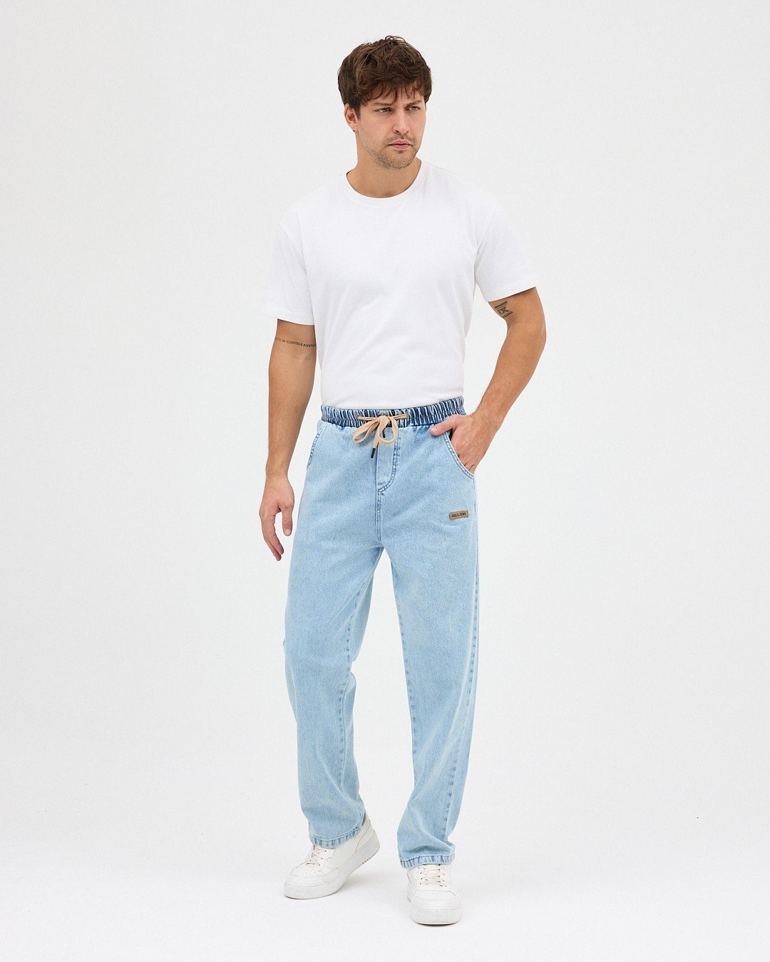 BUZ MAVİSİ ERKEK RAHAT KESİM BAGGY JEAN PANTOLON