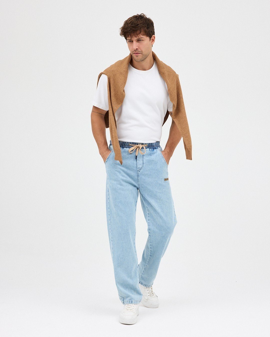 BUZ MAVİSİ ERKEK RAHAT KESİM BAGGY JEAN PANTOLON
