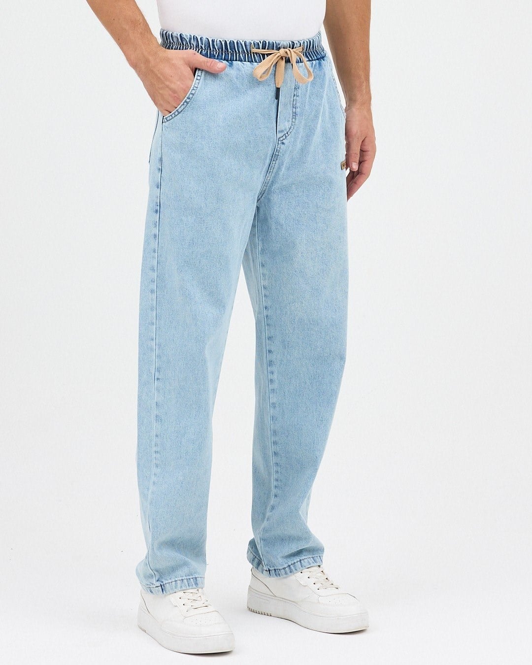 BUZ MAVİSİ ERKEK RAHAT KESİM BAGGY JEAN PANTOLON
