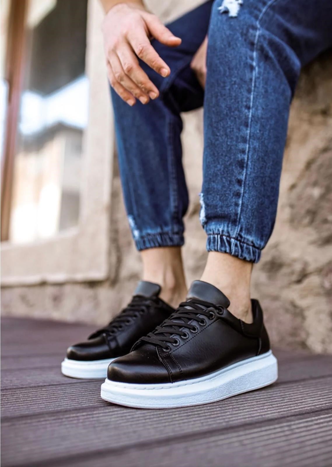 CHEKİCH ERKEK BAĞCIKLI SNEAKER AYAKKABI (SİYAH)