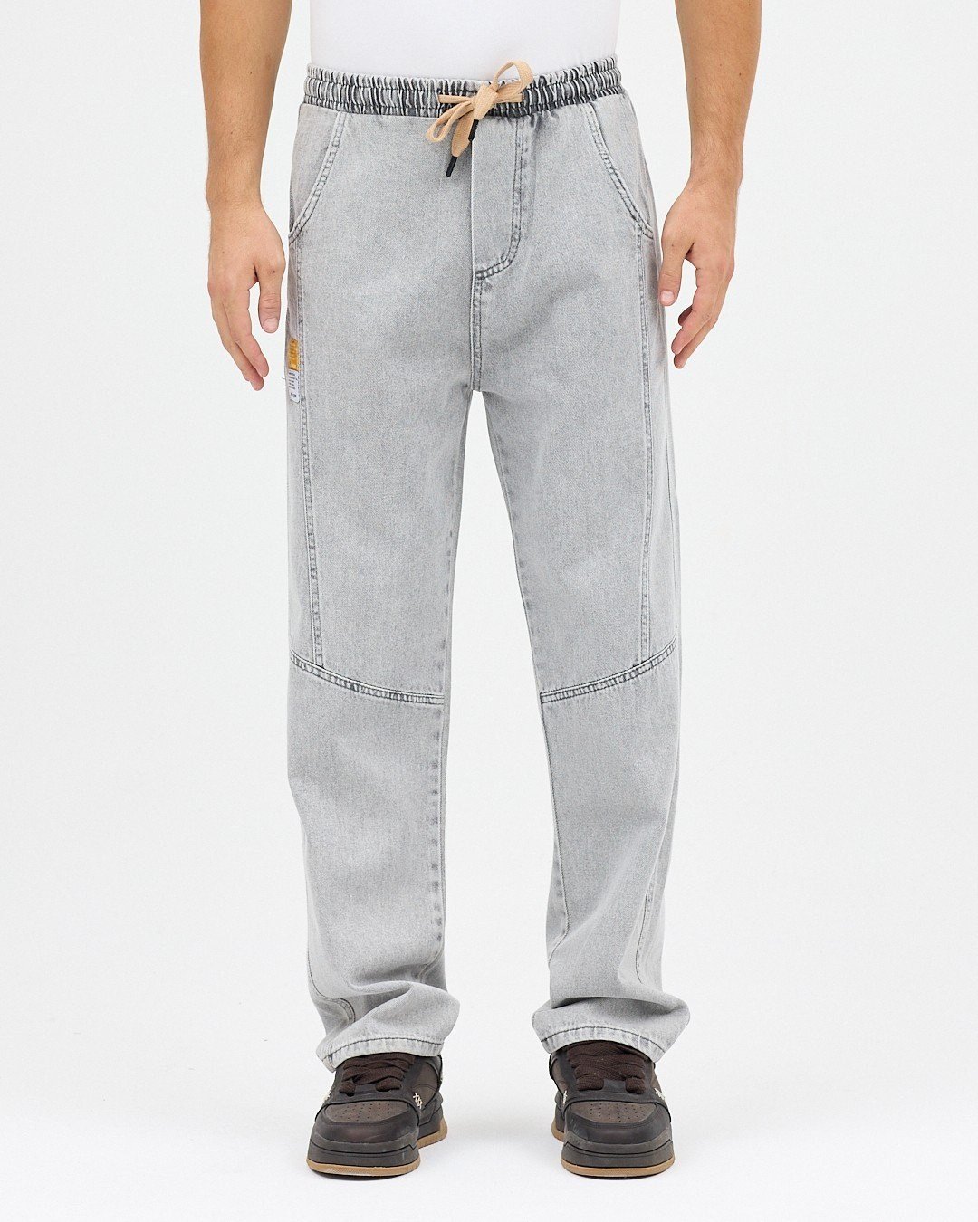 ÇİFT ETİKET BAGGY KOT PANTOLON (AÇIK GRİ)