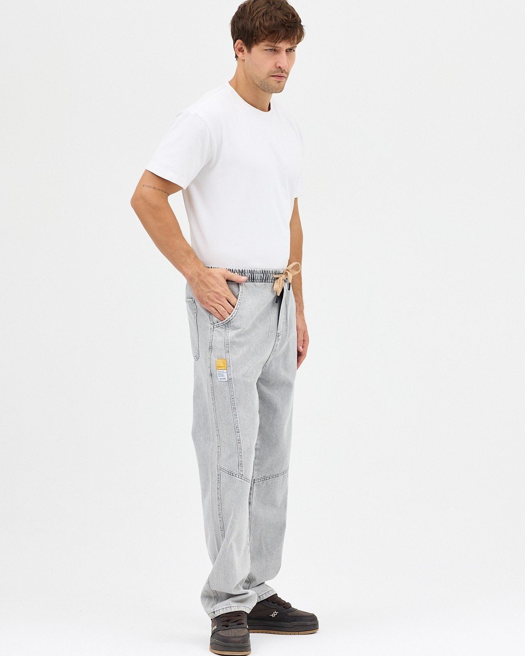 ÇİFT ETİKET BAGGY KOT PANTOLON (AÇIK GRİ)