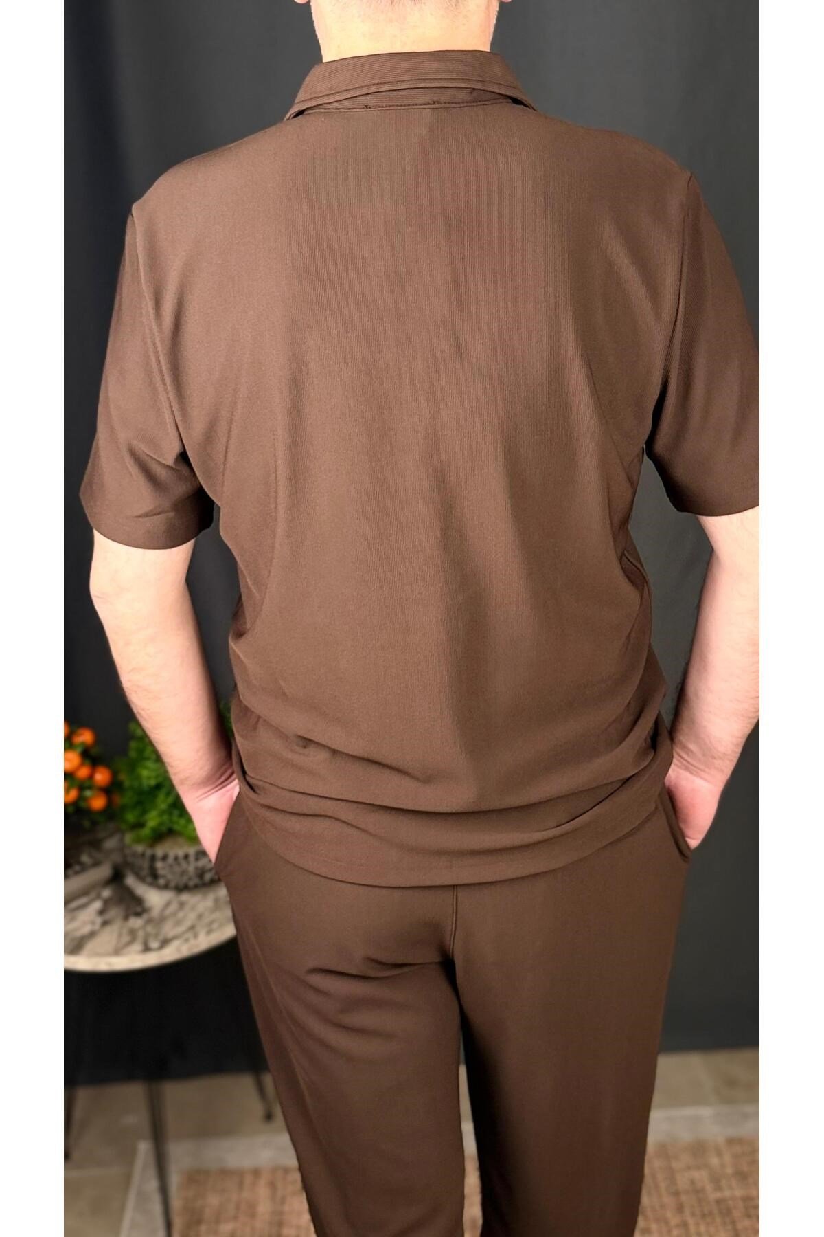 ERKEK, FERMUARLI POLO YAKA ÜST VE JOGGER PANTOLON TAKIM