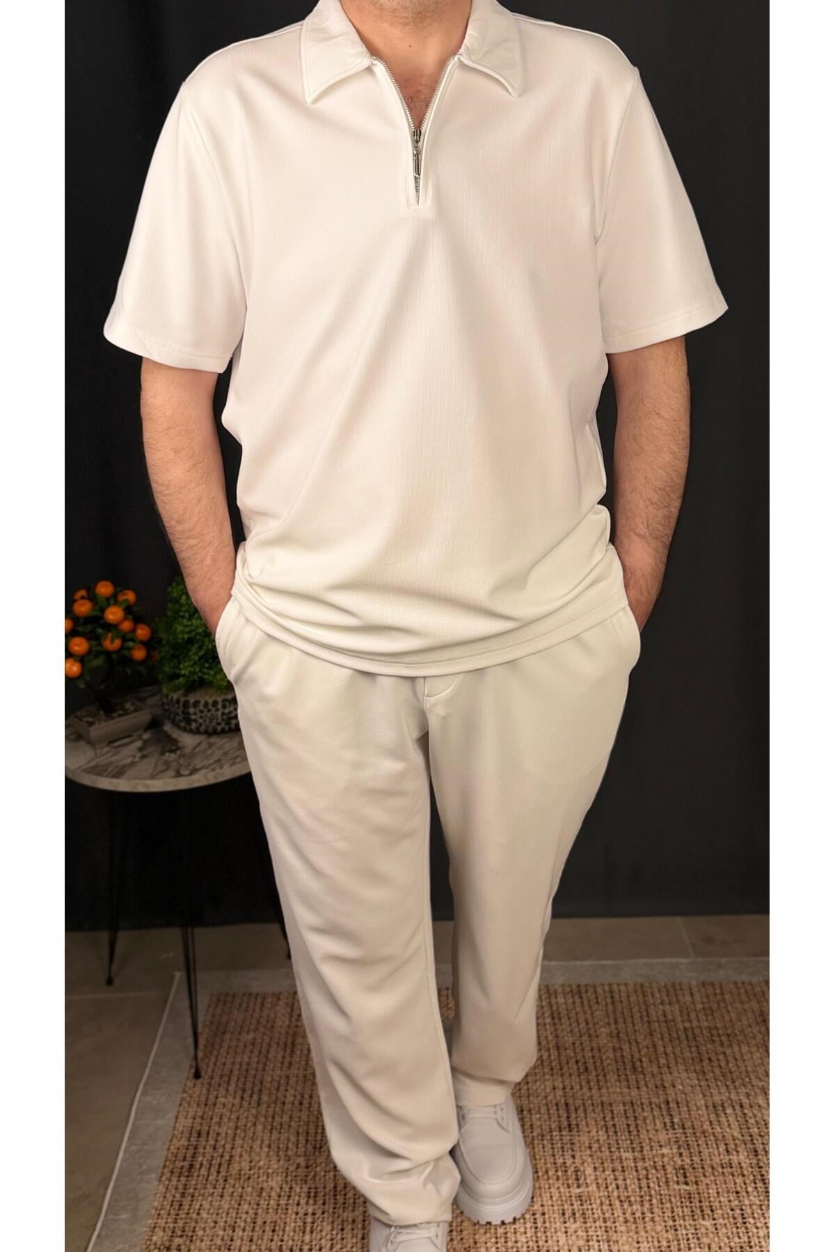 ERKEK, FERMUARLI POLO YAKA ÜST VE JOGGER PANTOLON TAKIM