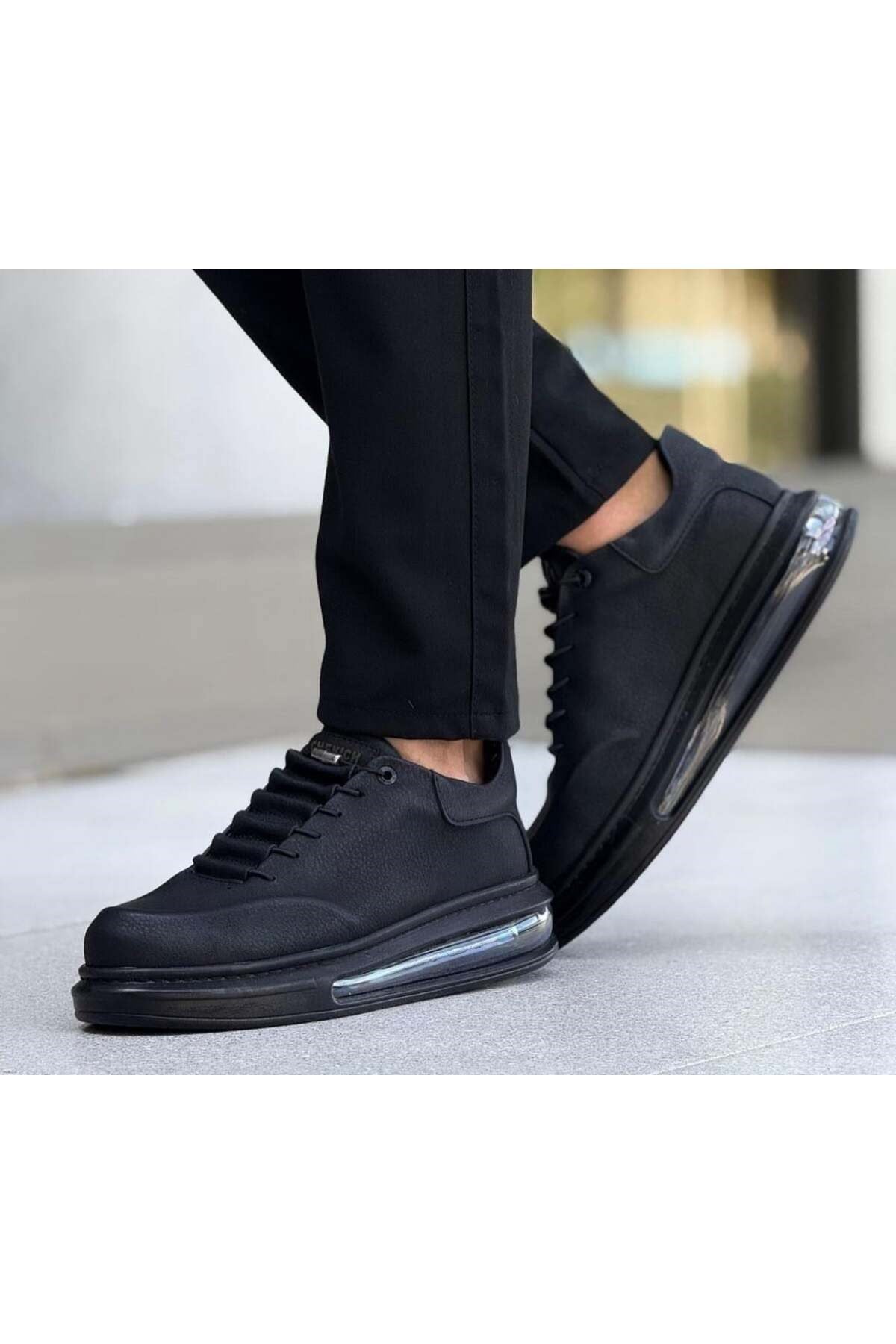 ERKEK YÜKSEK TABANLI SNEAKER AYAKKABI (SİYAH)