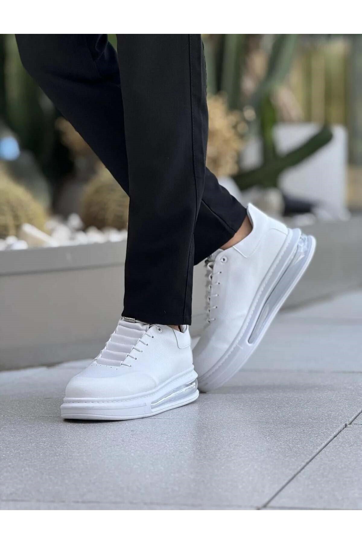 ERKEK YÜKSEK TABANLI SNEAKER AYAKKABI (BEYAZ)