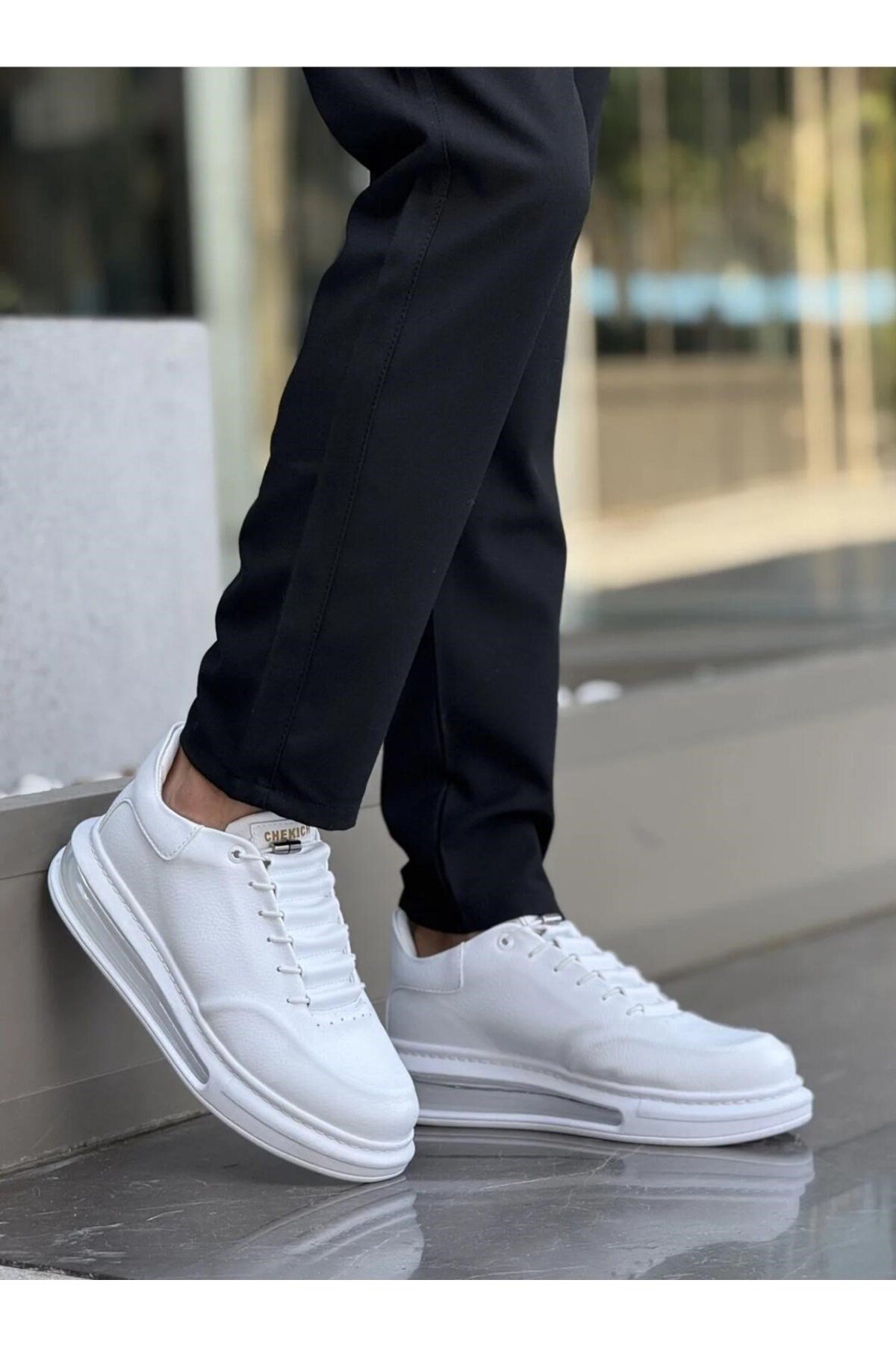 ERKEK YÜKSEK TABANLI SNEAKER AYAKKABI (BEYAZ)