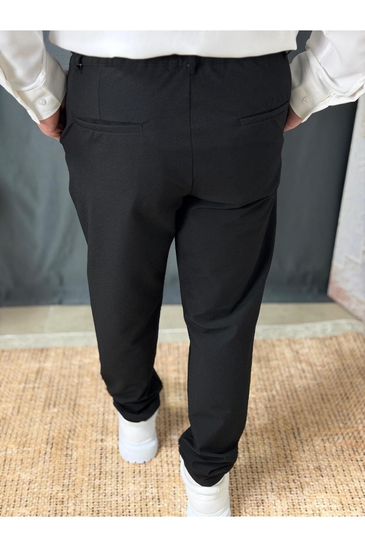 FİT KESİM , BELİ LASTİKLİ , PETEKLİ KETEN PANTOLON (7036)