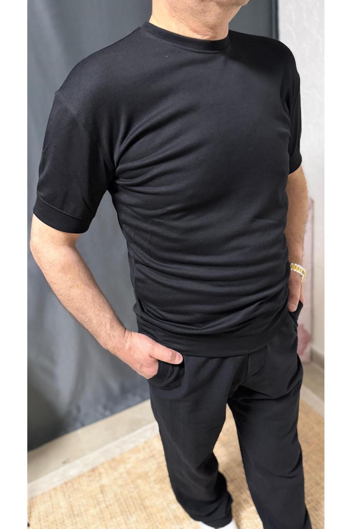 FİTTED BELİ KOLU LASTİKLİ YIKAMALI MODAL KUMAŞ TİŞÖRT