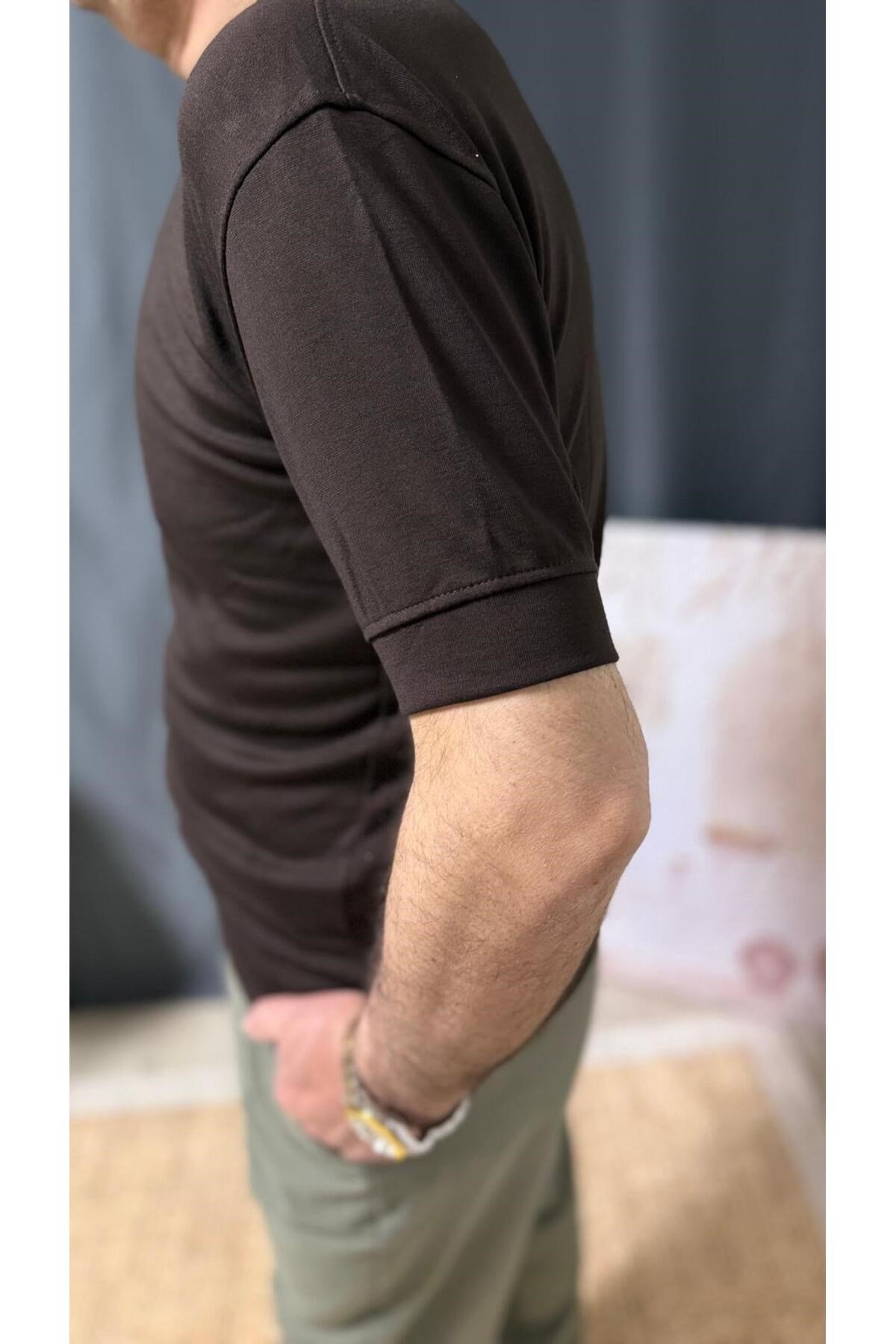 FİTTED BELİ KOLU LASTİKLİ YIKAMALI MODAL KUMAŞ TİŞÖRT
