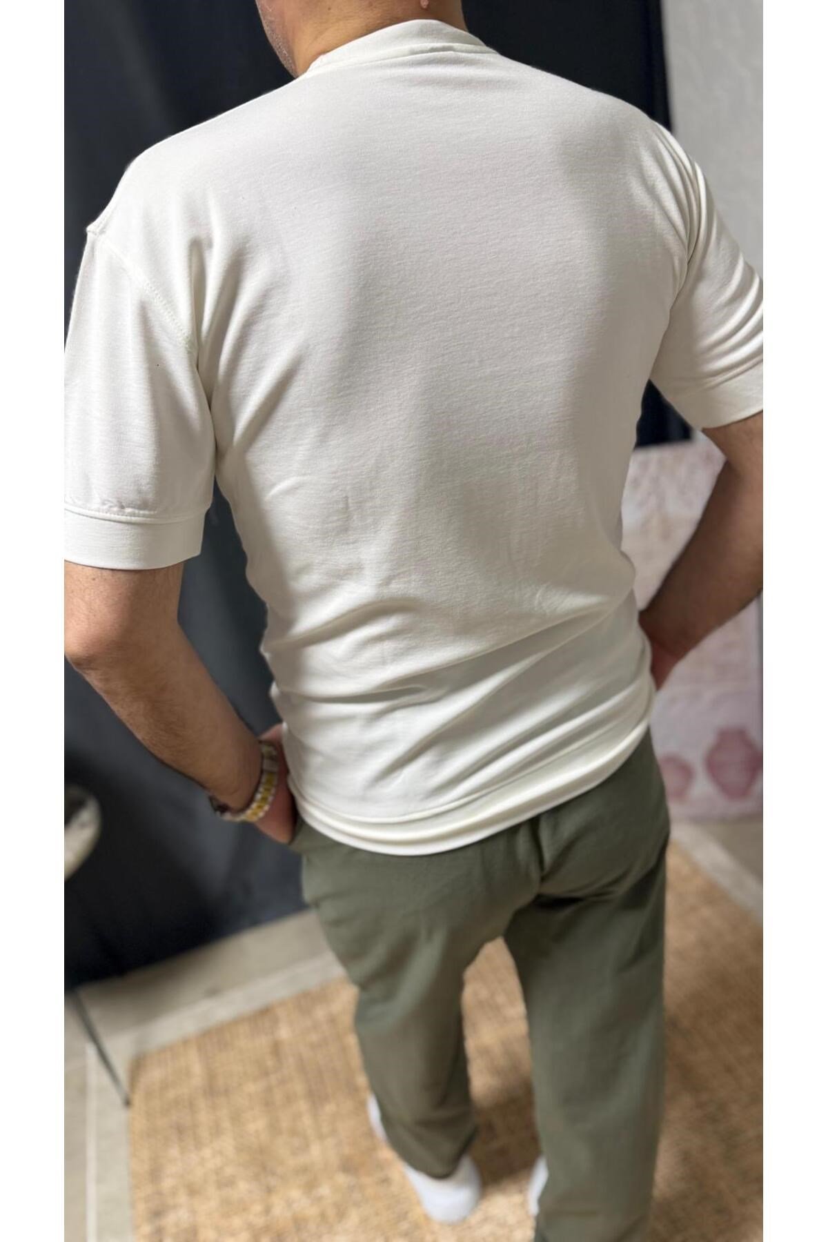 FİTTED BELİ KOLU LASTİKLİ YIKAMALI MODAL KUMAŞ TİŞÖRT