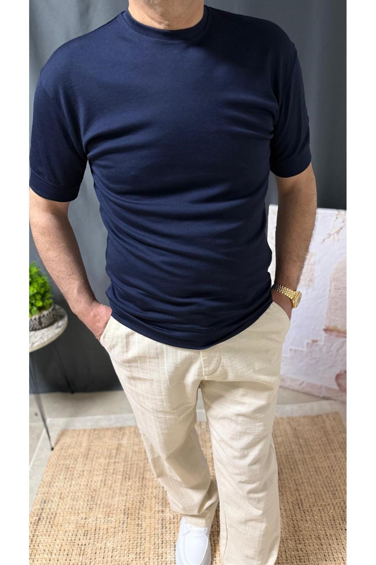 FİTTED BELİ KOLU LASTİKLİ YIKAMALI MODAL KUMAŞ TİŞÖRT