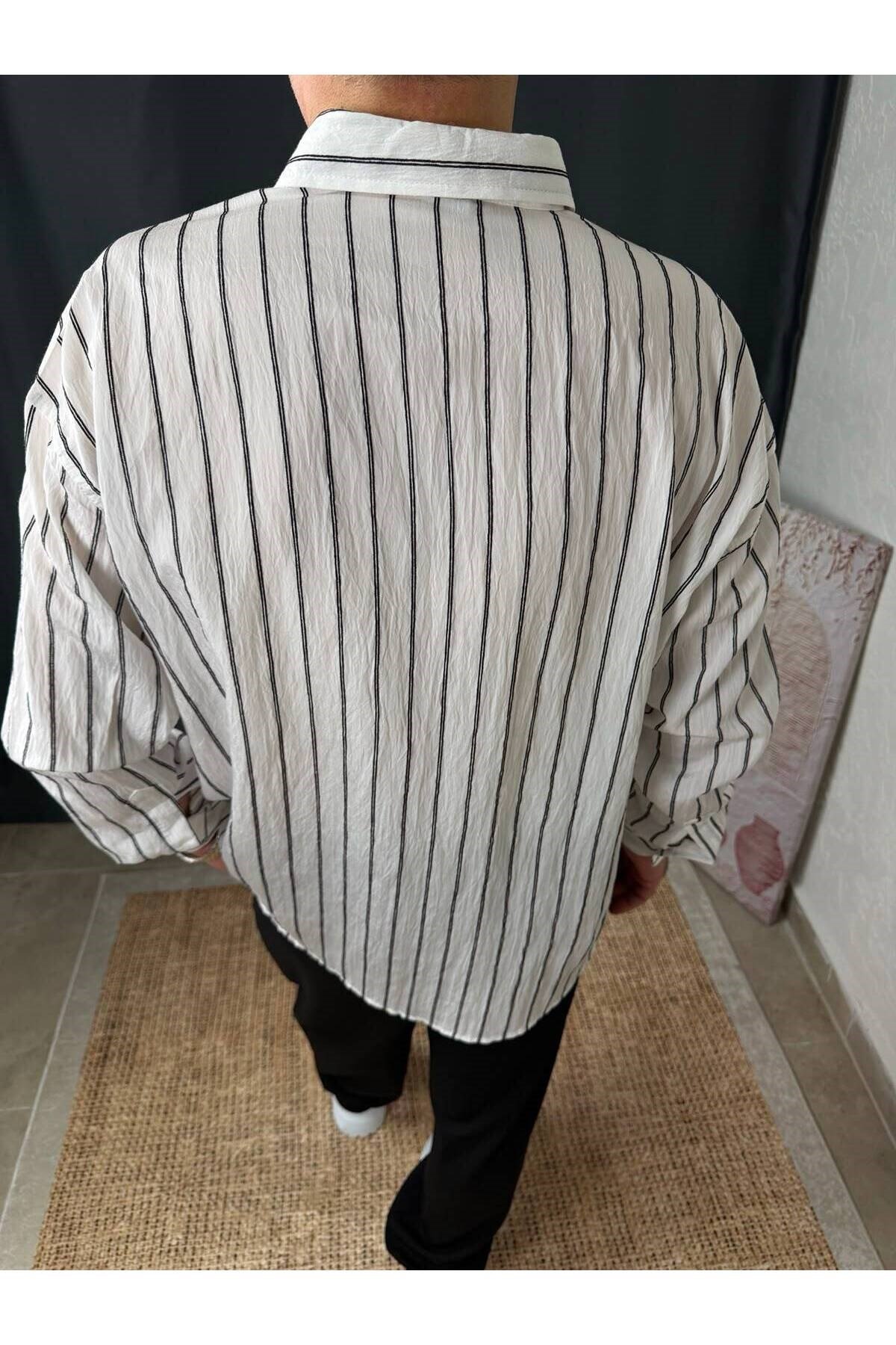 İKİ ÇİZGİLİ TENCEL GÖMLEK