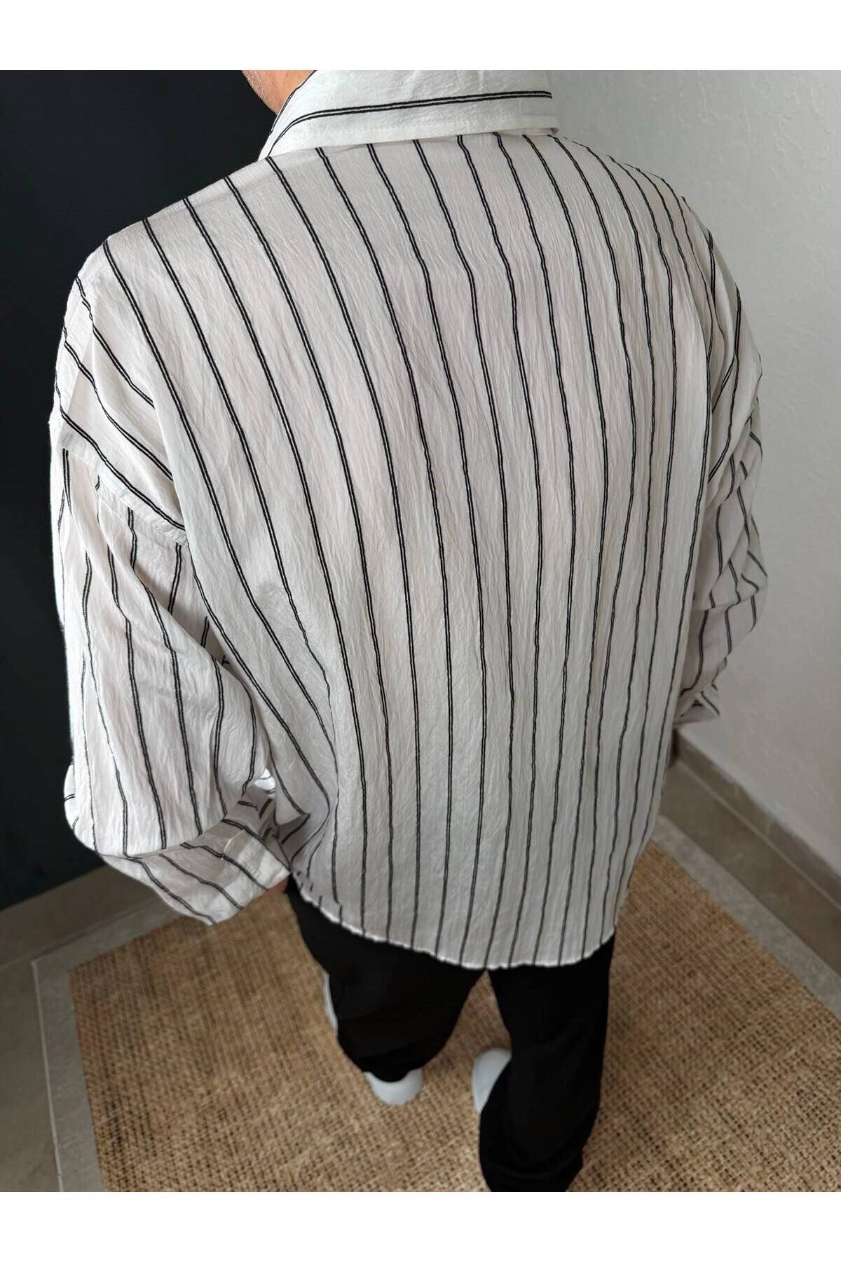 İKİ ÇİZGİLİ TENCEL GÖMLEK