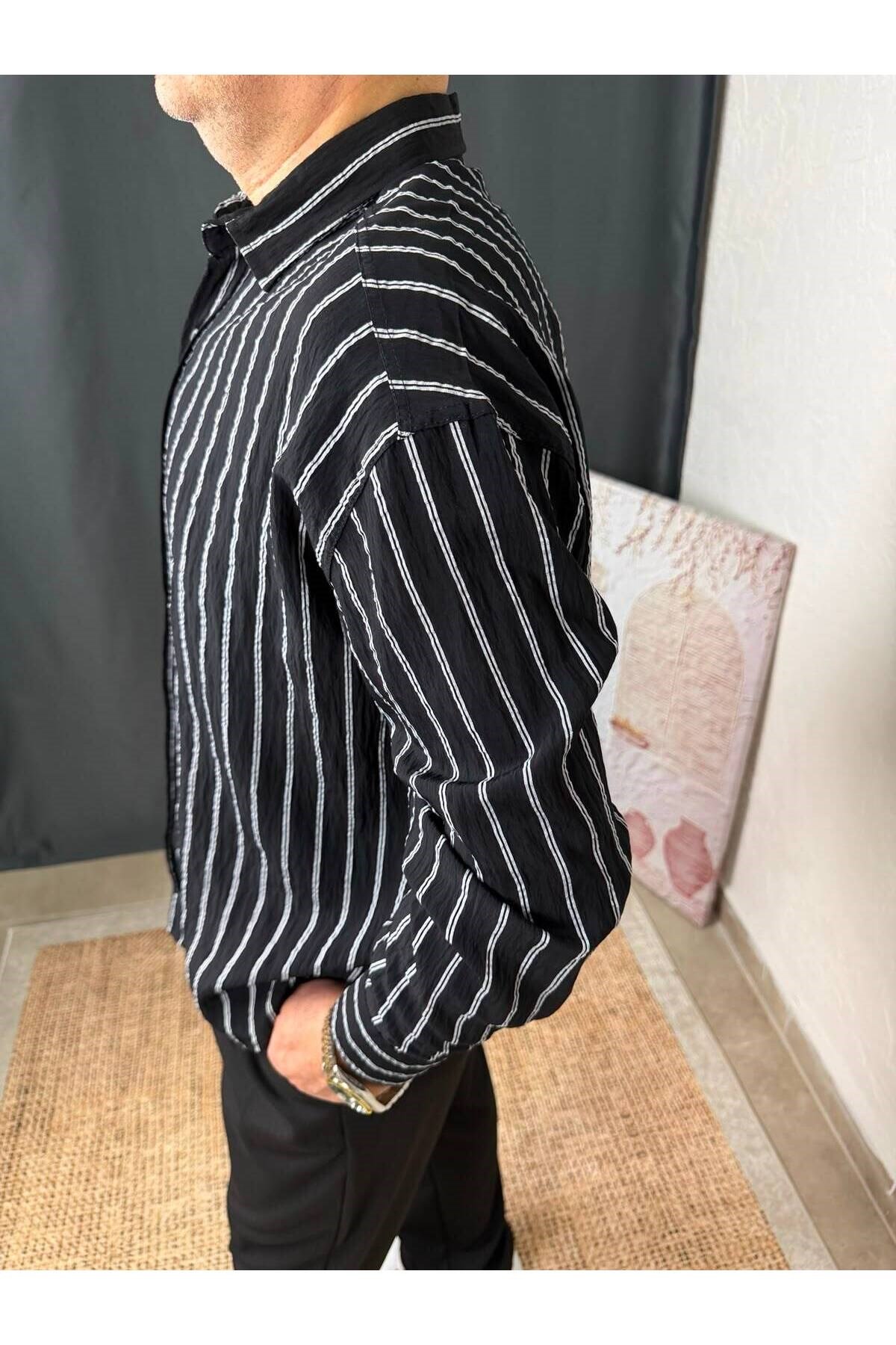 İKİ ÇİZGİLİ TENCEL GÖMLEK