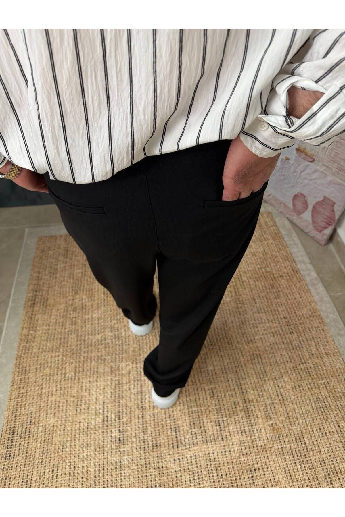 KENDİNDEN ÇİZGİLİ BAGGY PANTOLON