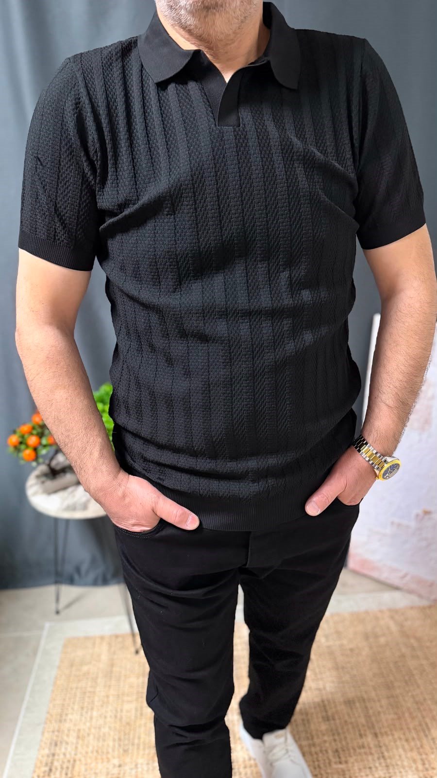 KENDİNDEN DETAYLI POLO YAKA TİŞÖRT