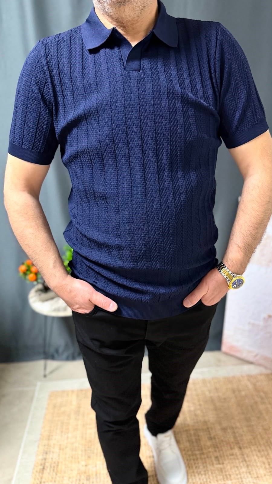 KENDİNDEN DETAYLI POLO YAKA TİŞÖRT