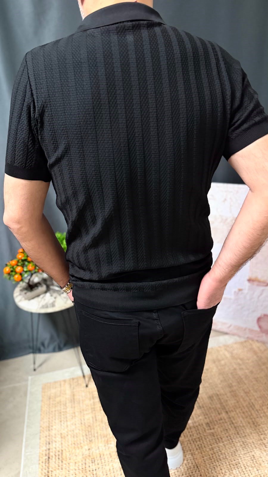 KENDİNDEN DETAYLI POLO YAKA TİŞÖRT