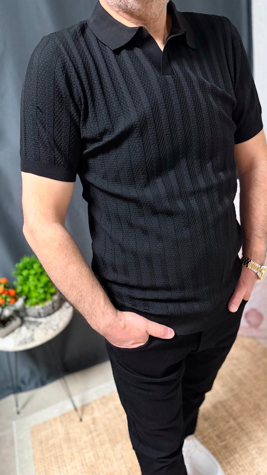 KENDİNDEN DETAYLI POLO YAKA TİŞÖRT