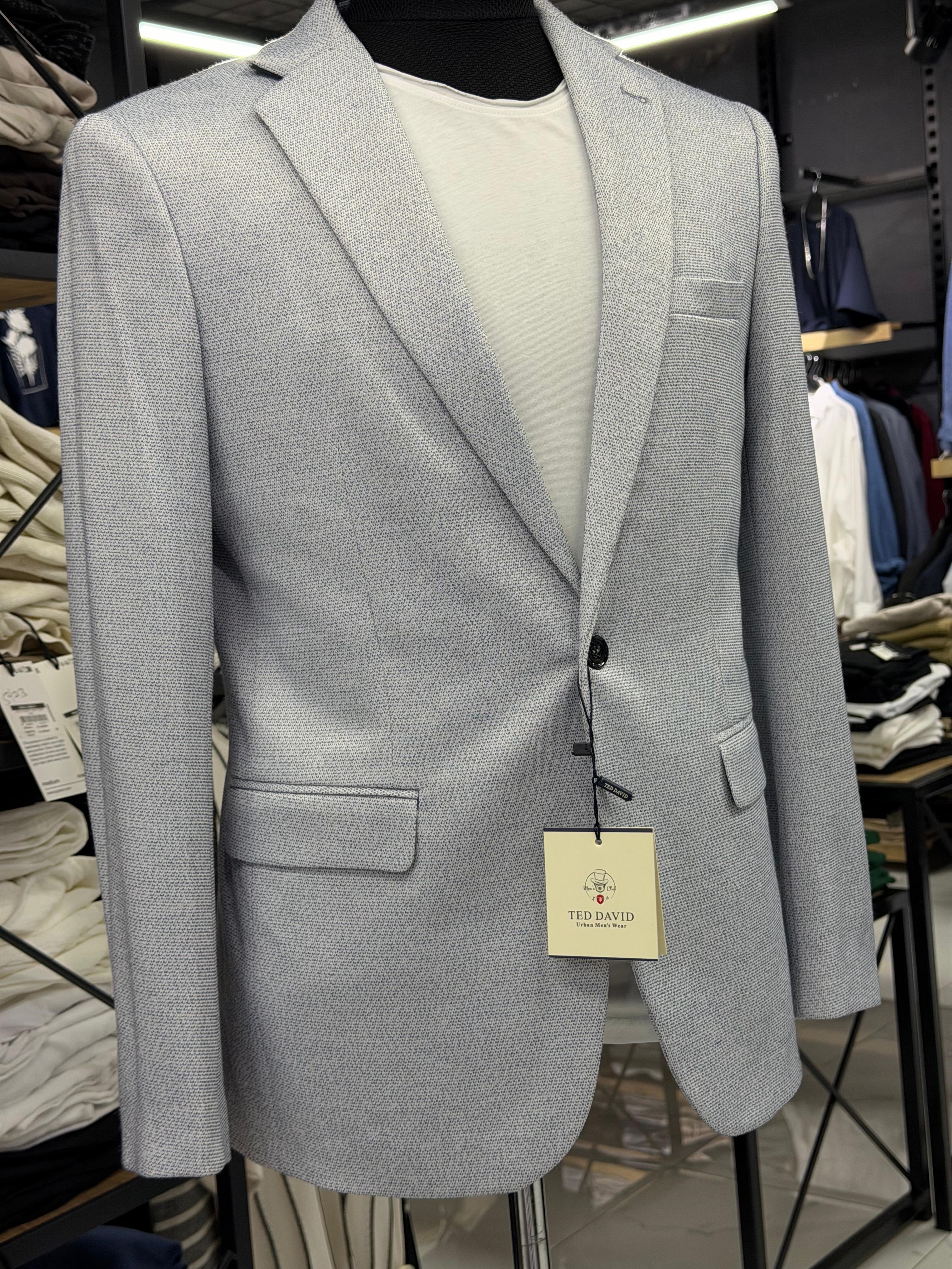 Kendinden Dokulu Slim Fit Blazer Ceket