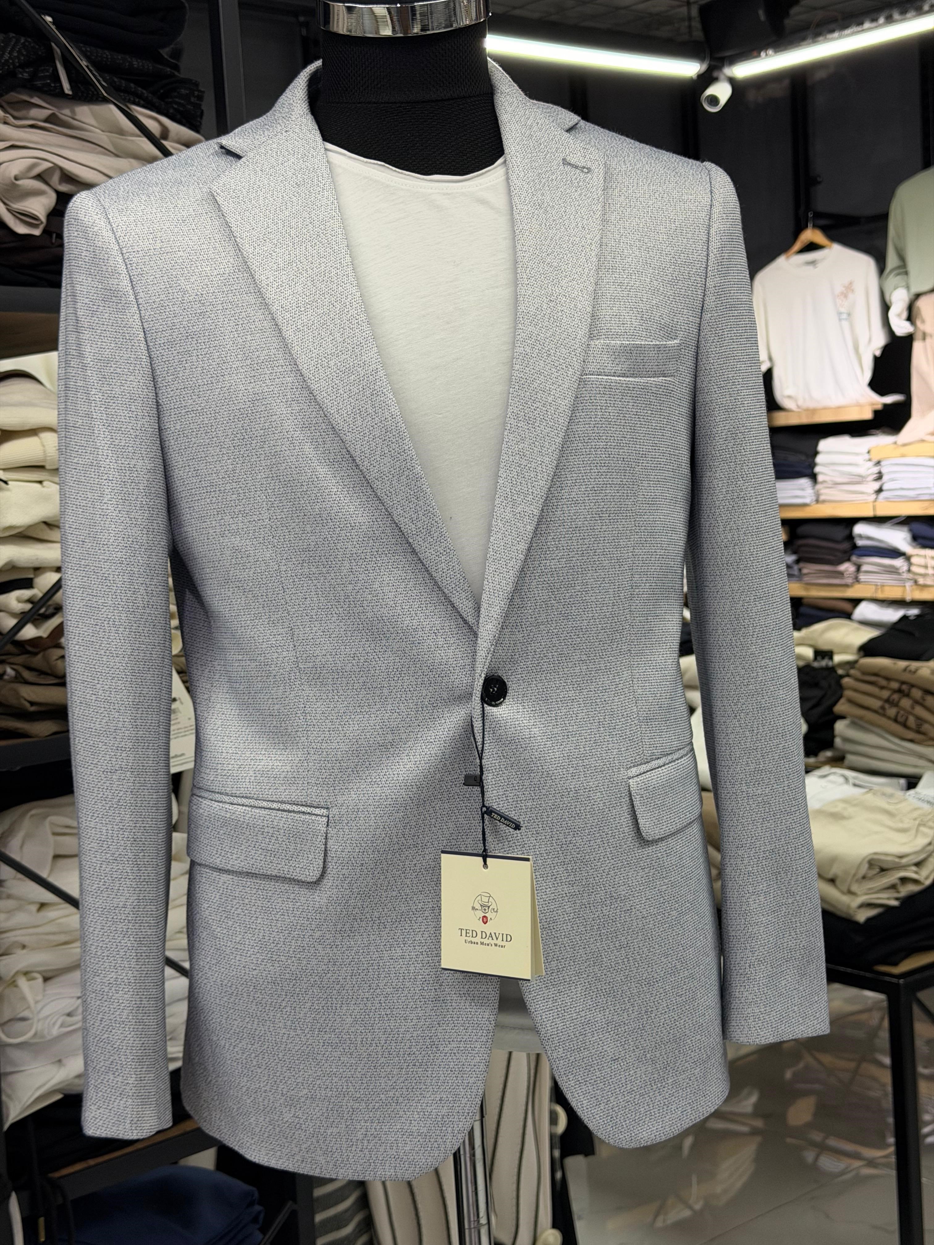 Kendinden Dokulu Slim Fit Blazer Ceket
