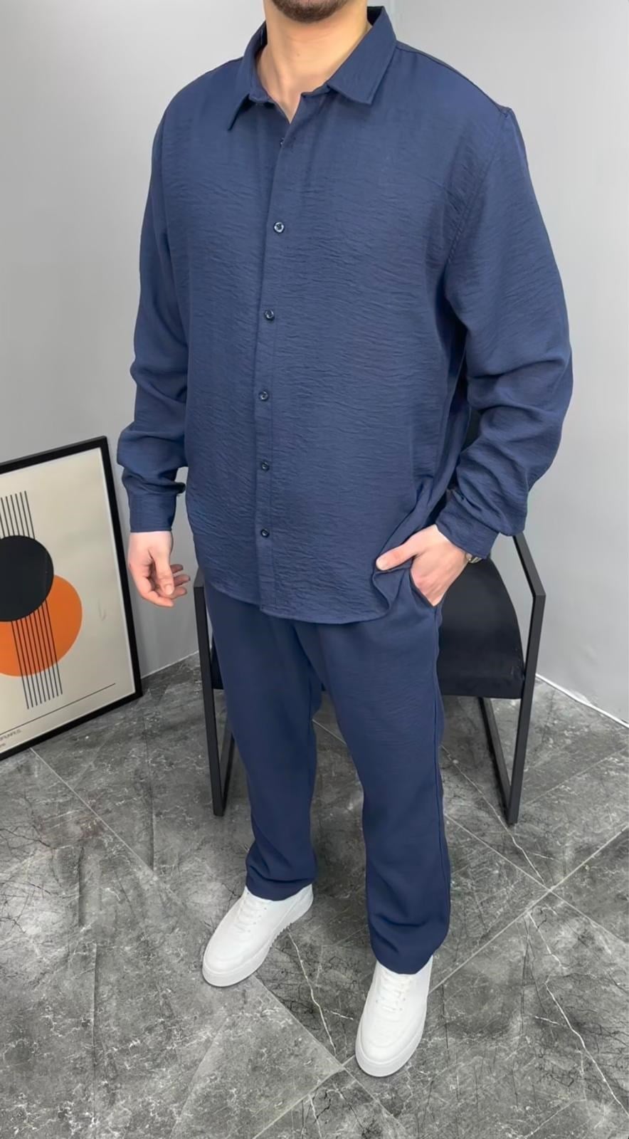 KETEN GÖMLEK , JOGGER TAKIM (LACİVERT)