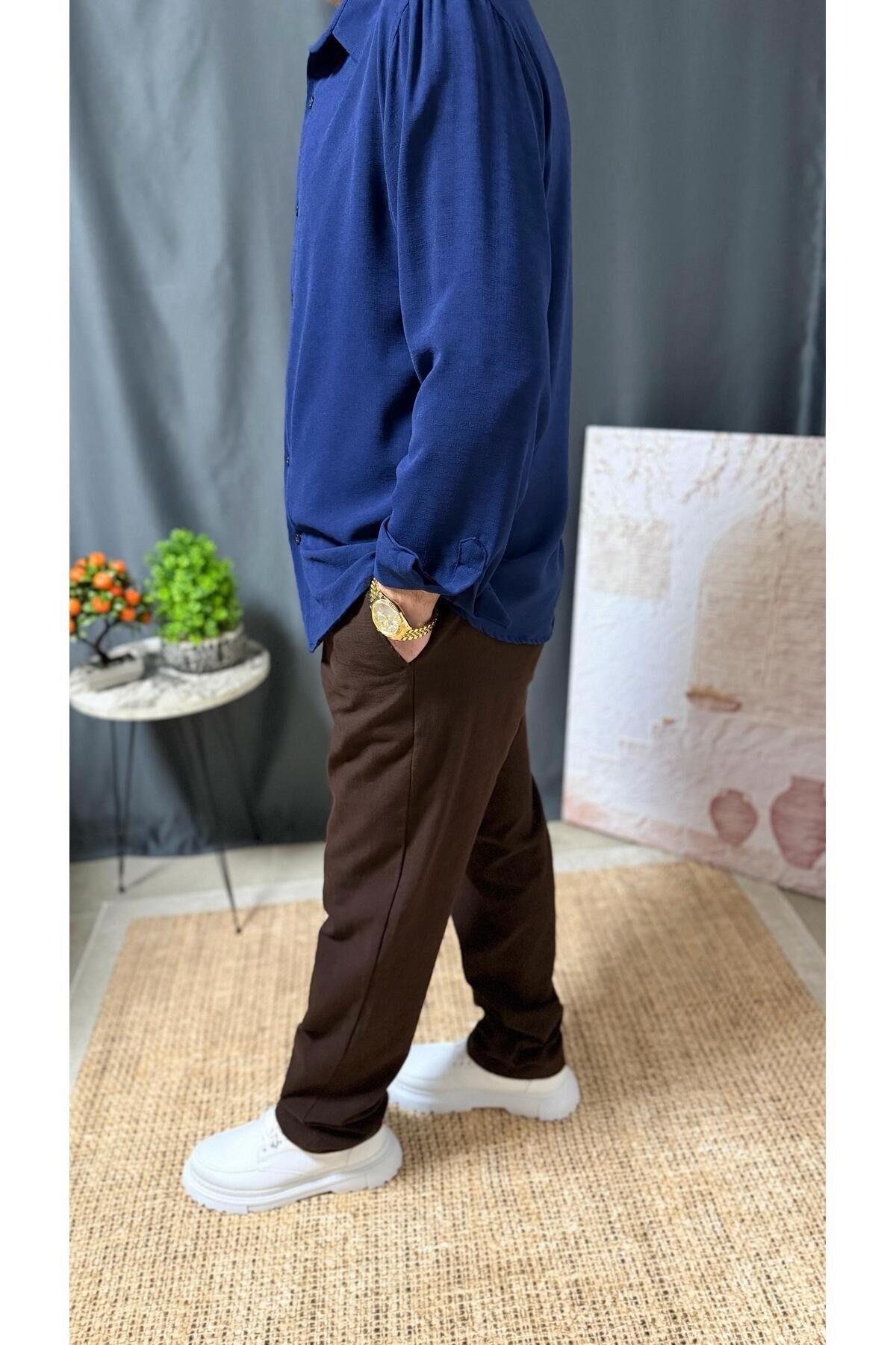 KLASİK DAR KESİM BEL DETAYLI KUMAŞ PANTOLON