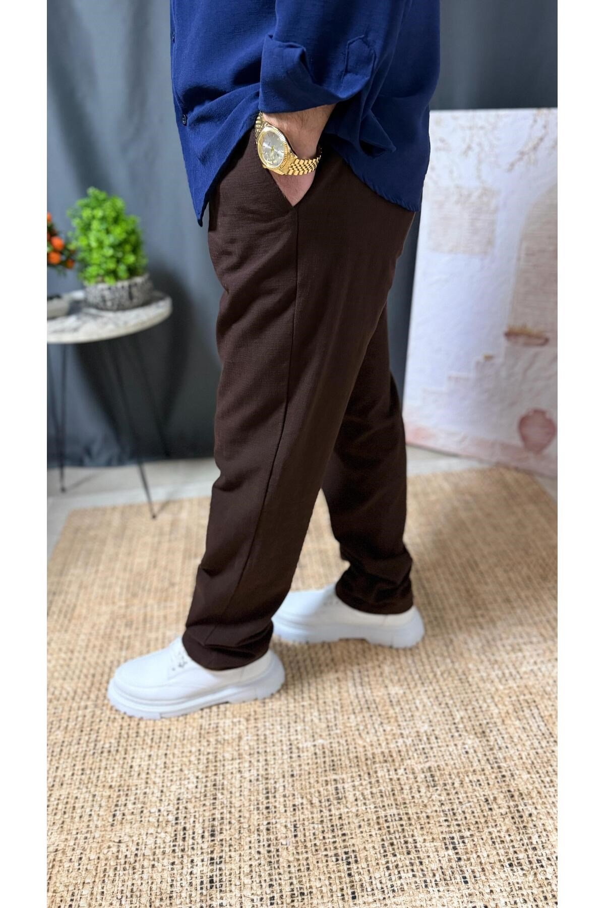 KLASİK DAR KESİM BEL DETAYLI KUMAŞ PANTOLON
