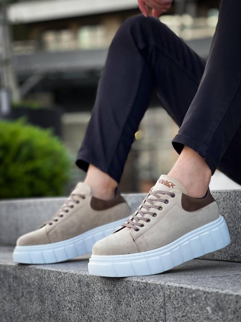 KNACK YÜKSEK TABANLI SÜET SNEAKER AYAKKABI (SİYAH)