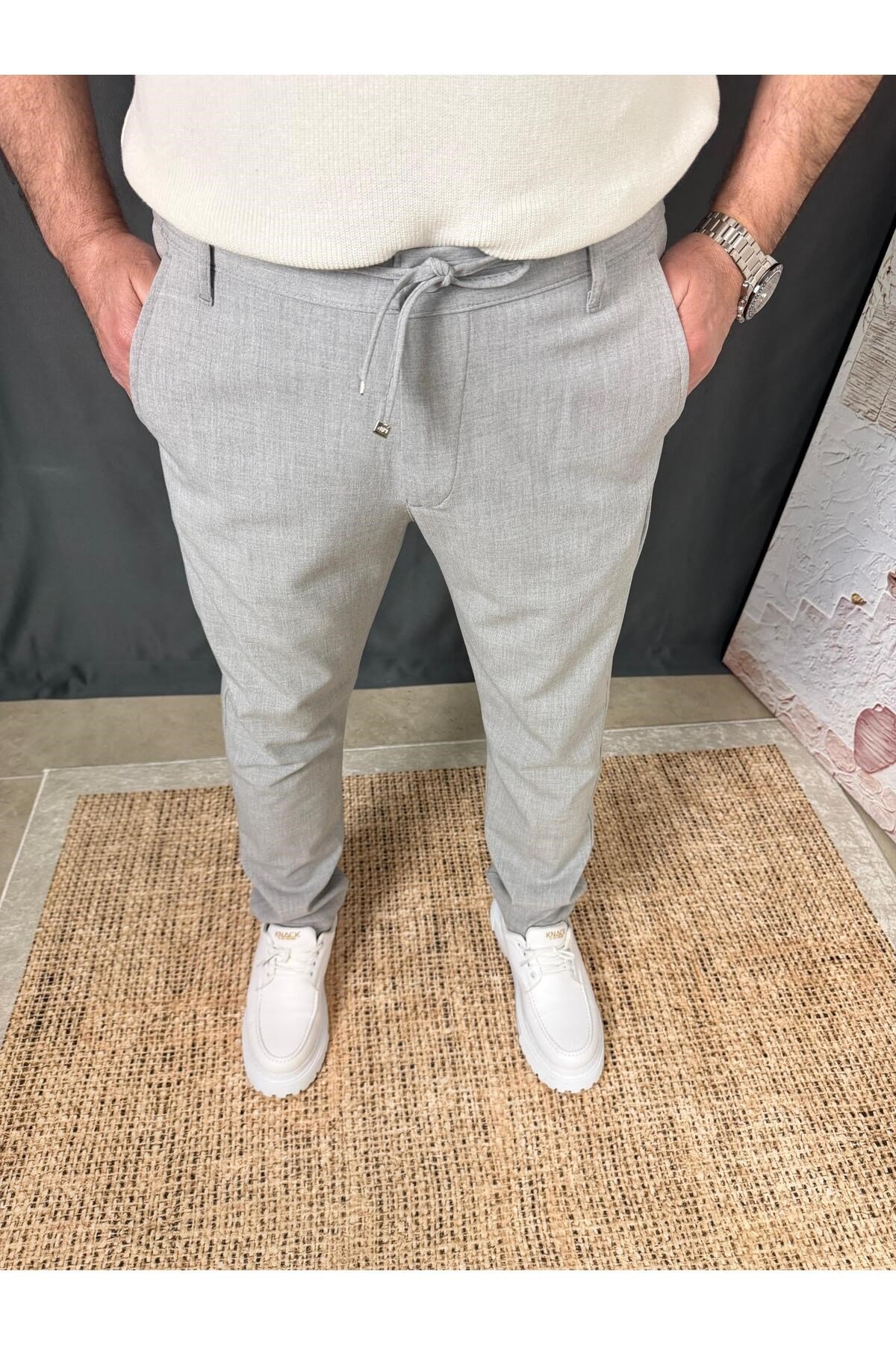 LİKRALI DAR PAÇA KUMAŞ PANTOLON
