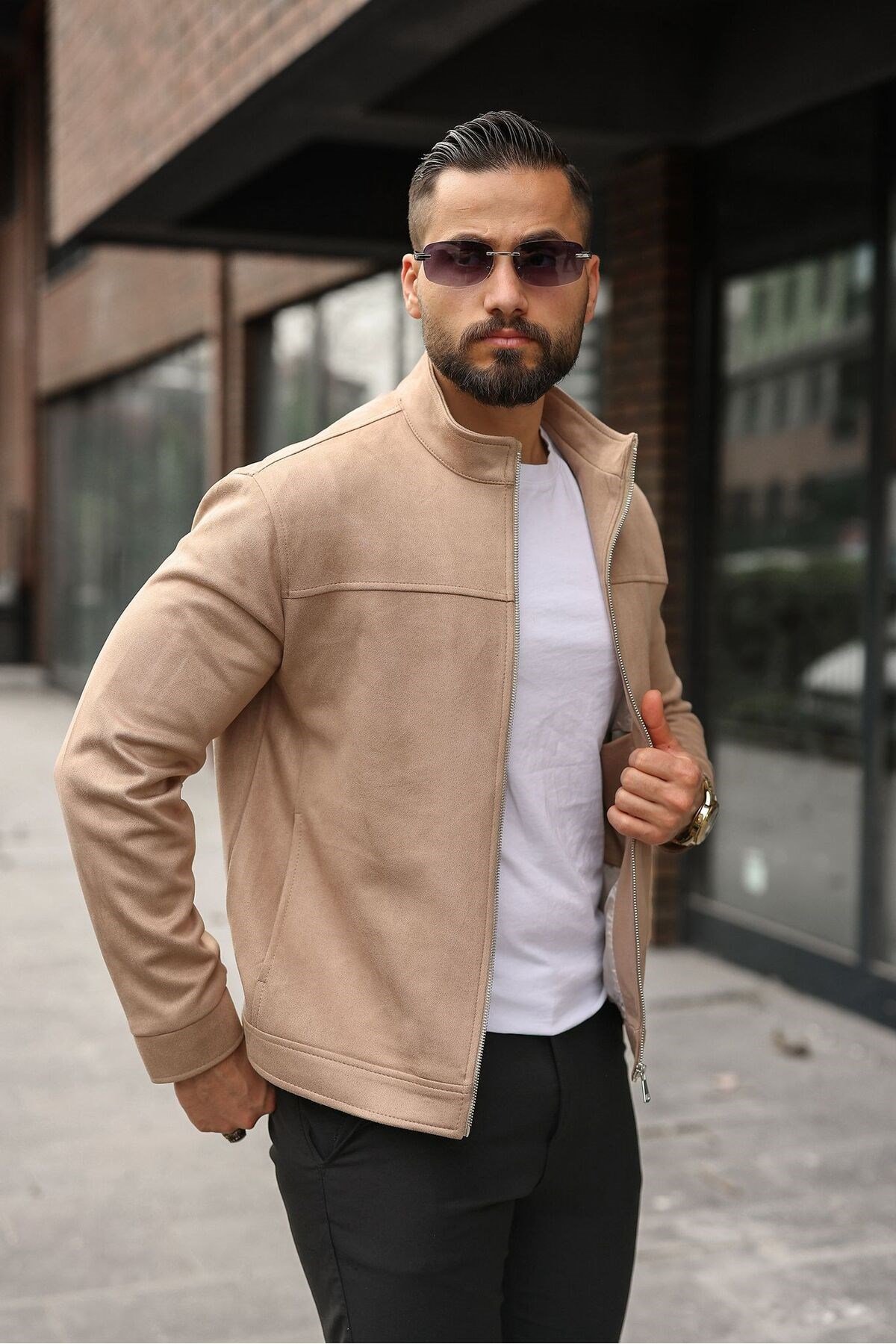 MEVSİMLİK HAKİM YAKA SÜET CASUAL CEKET