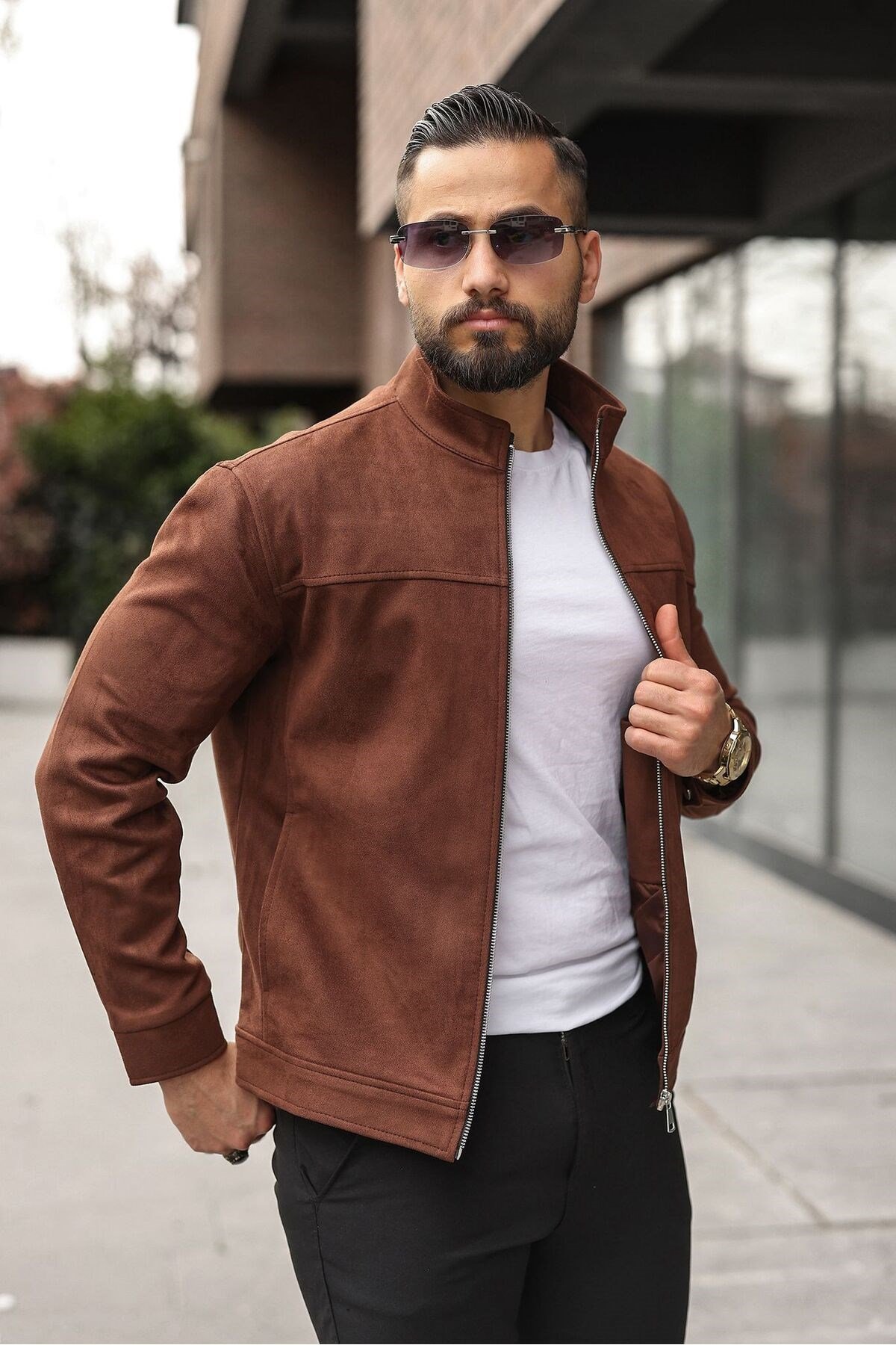 MEVSİMLİK HAKİM YAKA SÜET CASUAL CEKET