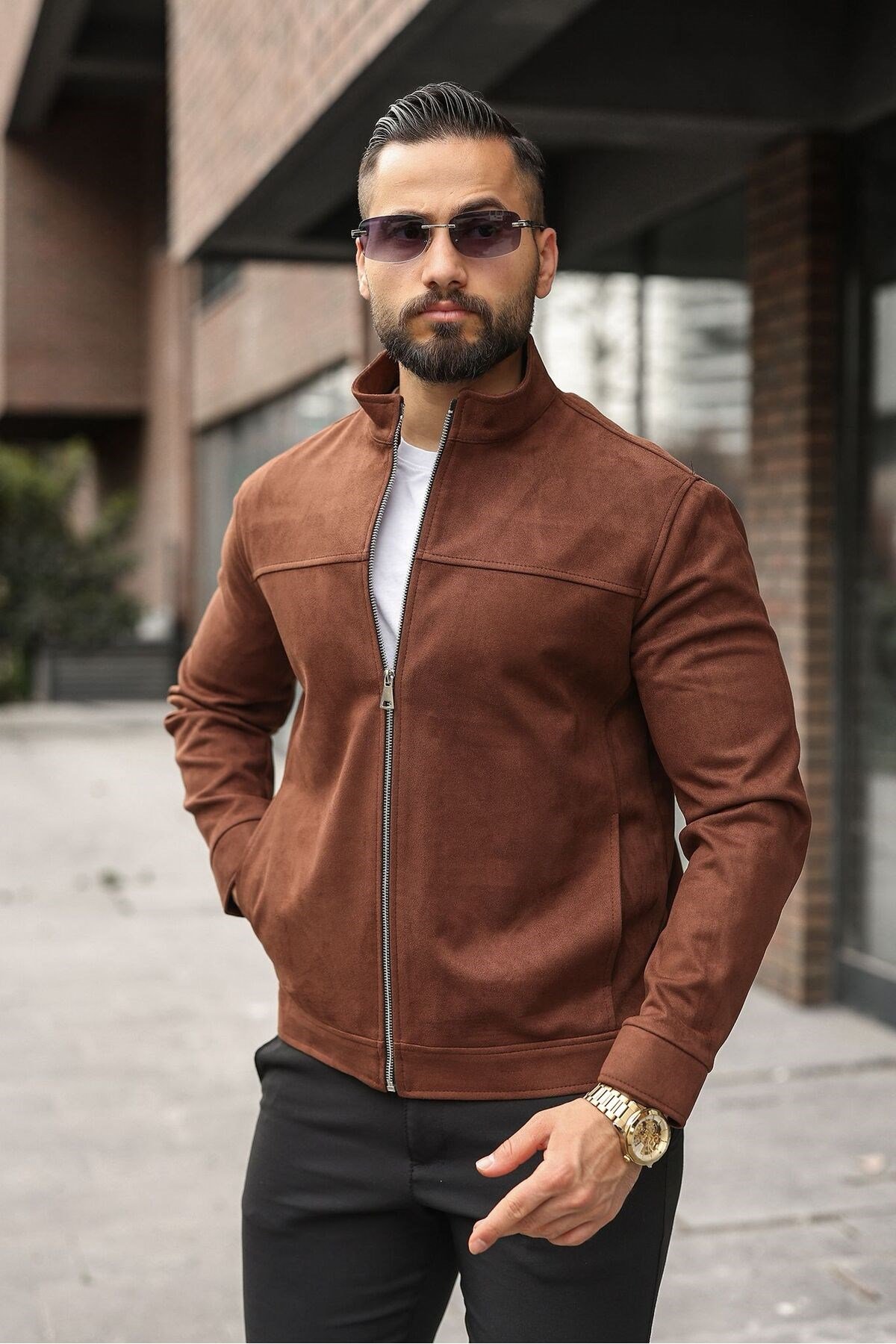 MEVSİMLİK HAKİM YAKA SÜET CASUAL CEKET