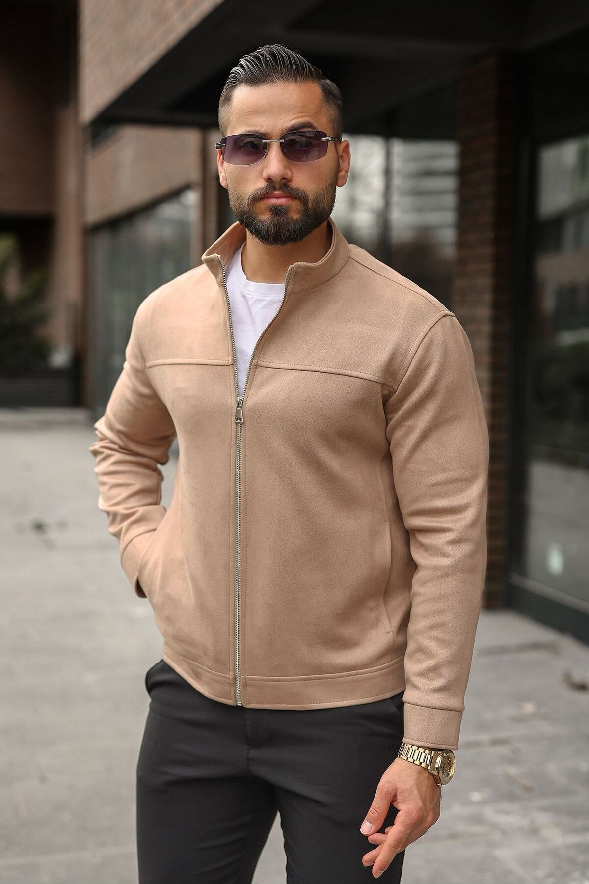 MEVSİMLİK HAKİM YAKA SÜET CASUAL CEKET