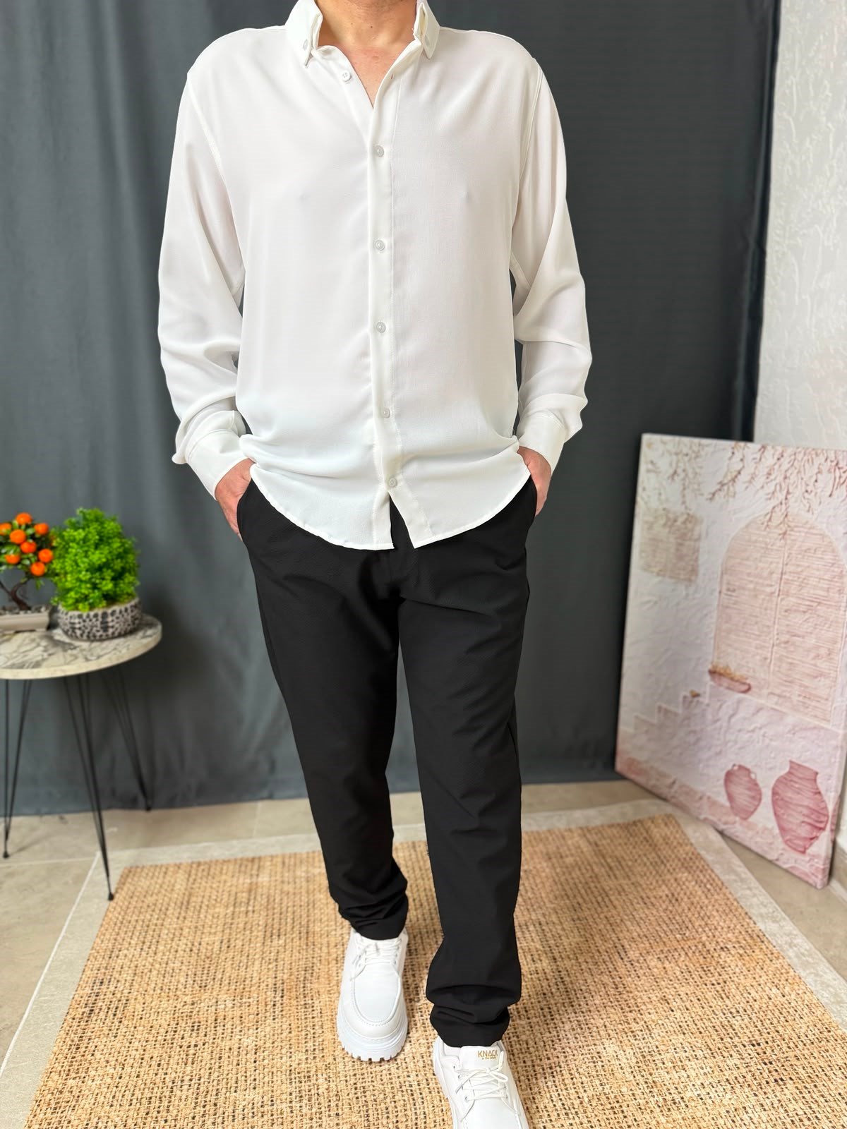 PEETEKLİ KETEN PANTOLON