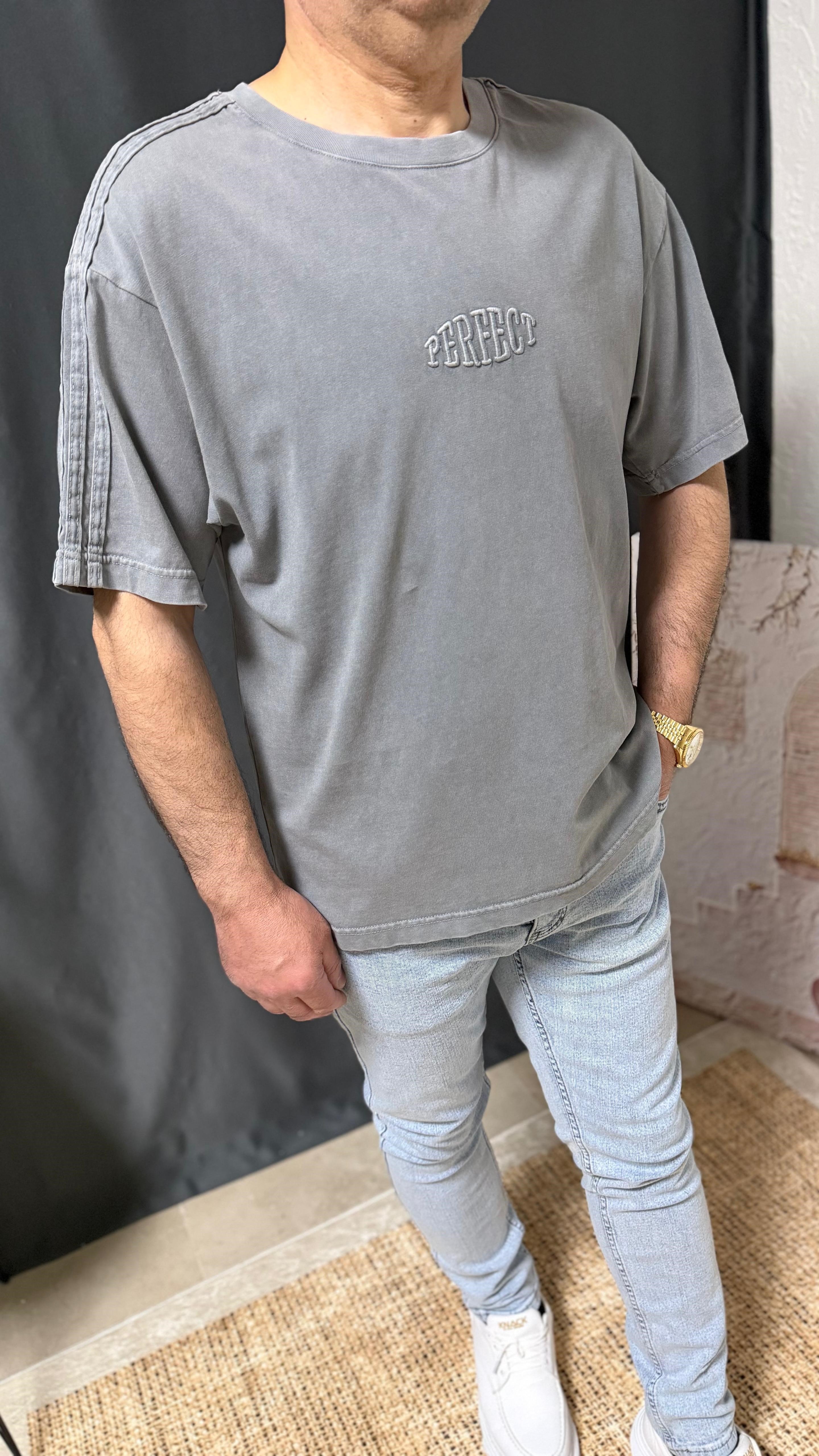 PERFECT YAZILI YIKAMALI TİŞÖRT