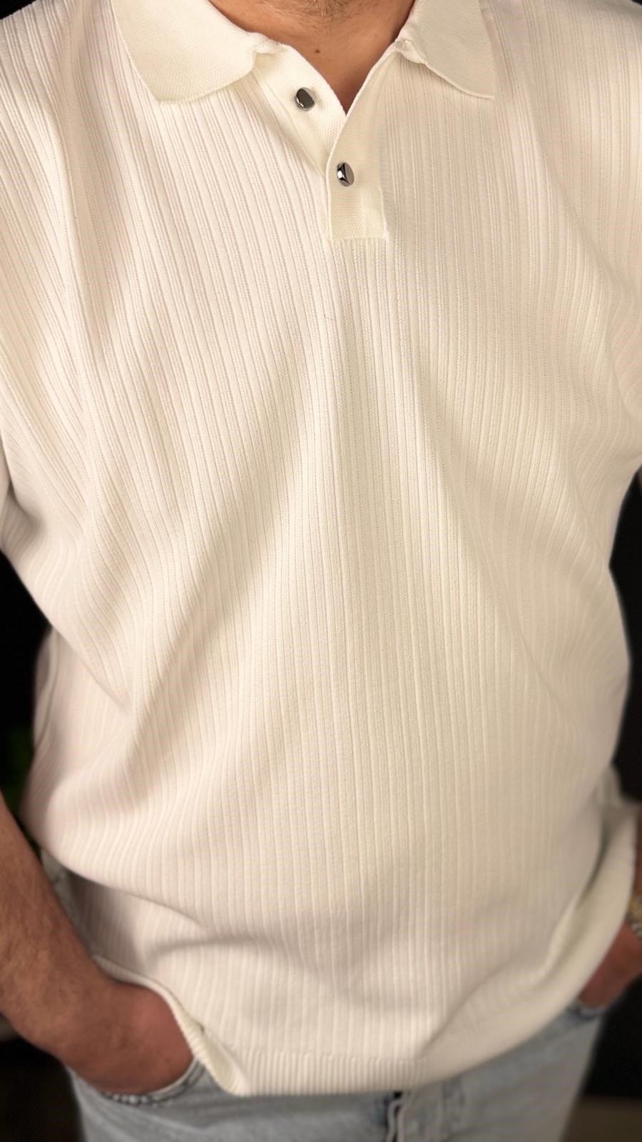 POLO , DÜĞMELİ YAKA , BELİ LASTİKLİ ,TİŞÖRT (Ekru)